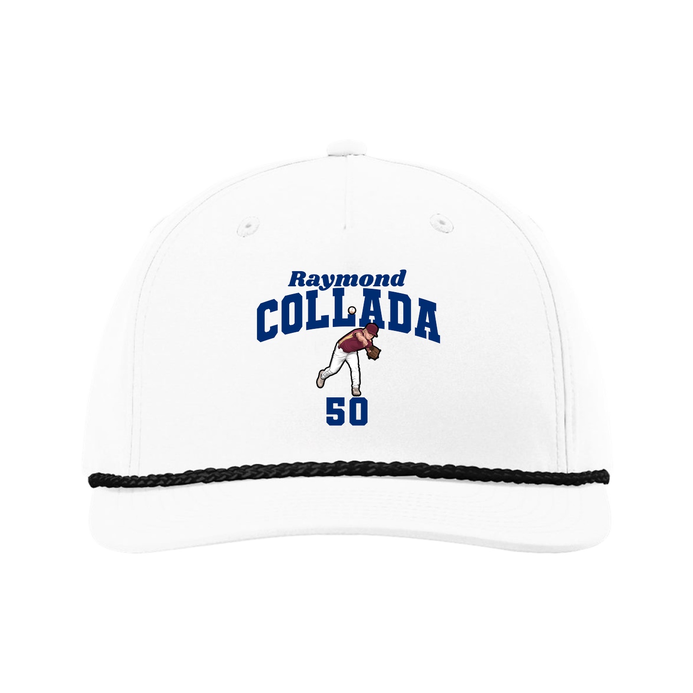 Five-Panel Classic Rope Cap — Signature Arch in White