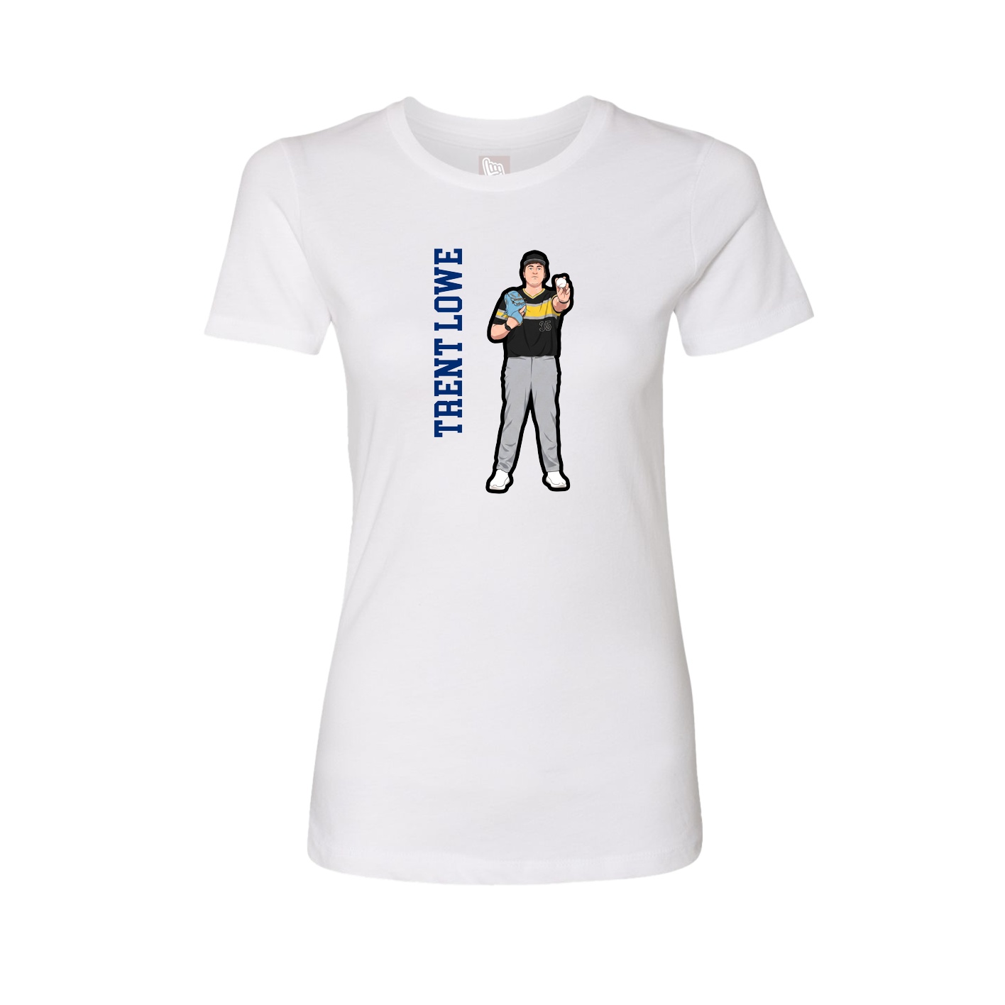 Fitted Women's Tee — Name Vertical in White