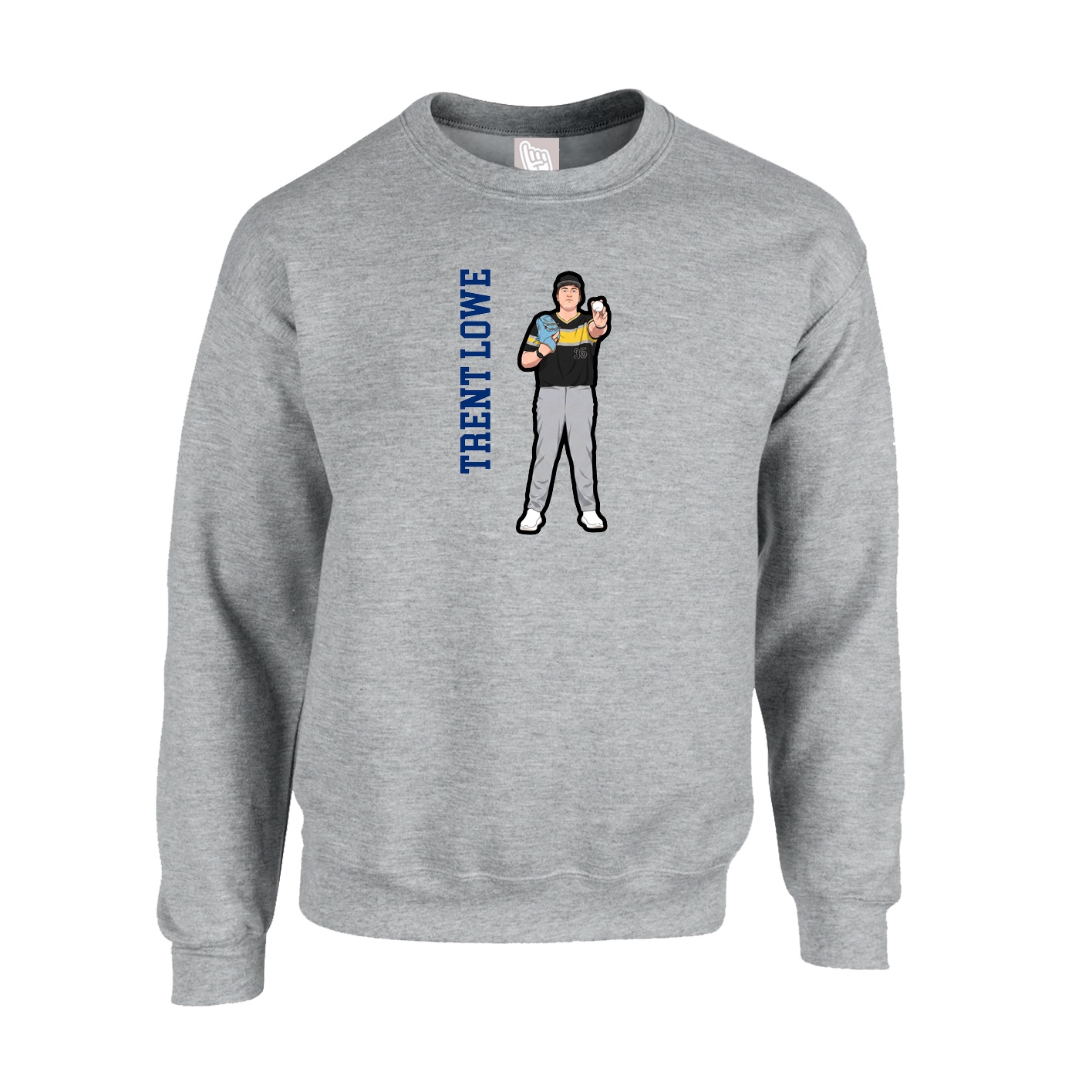 Fleece Crew — Name Vertical in Grey