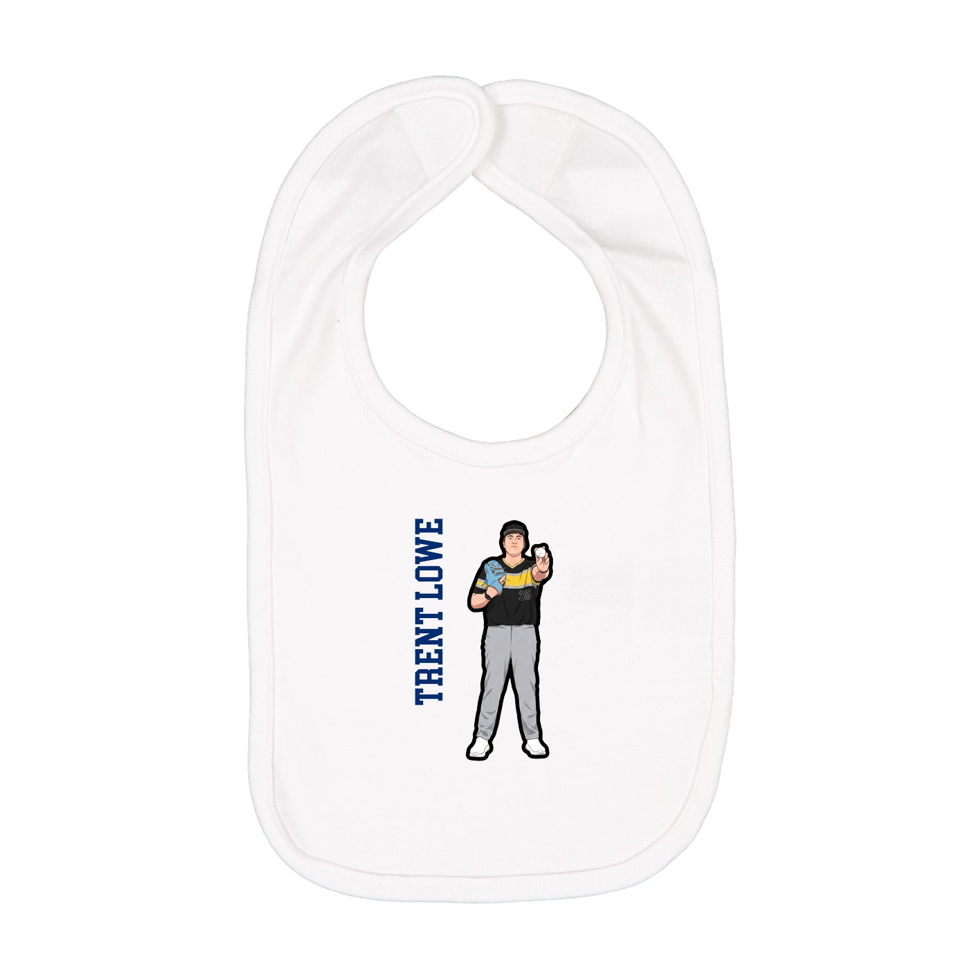 Infant Bib — Name Vertical in White