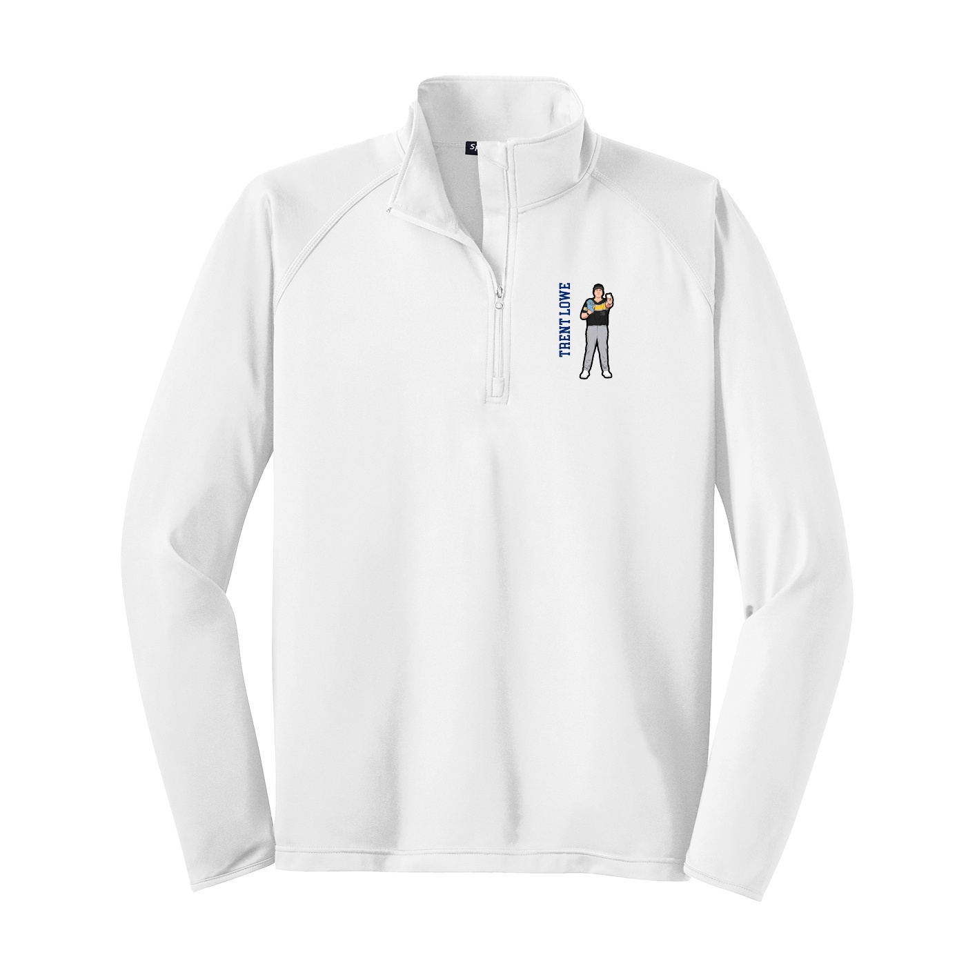 Q-Zip Pullover — Name Vertical in White