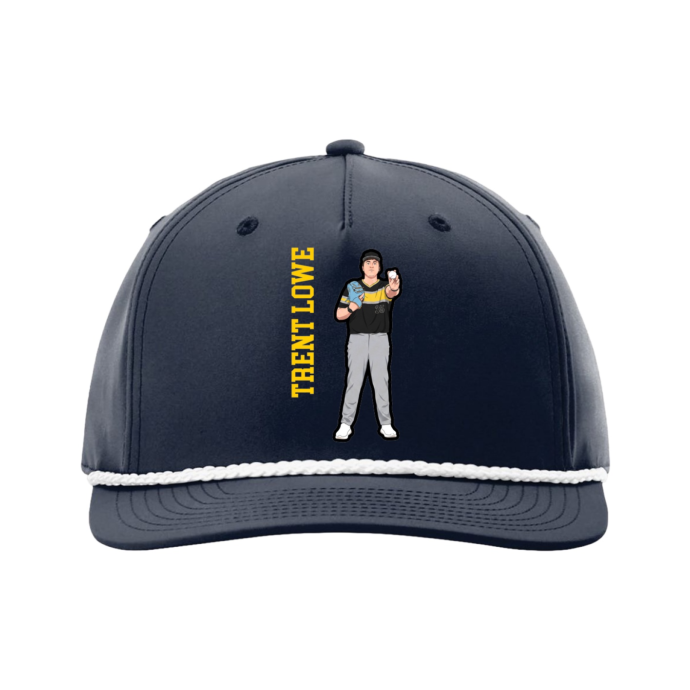 Five-Panel Classic Rope Cap — Name Vertical in Navy
