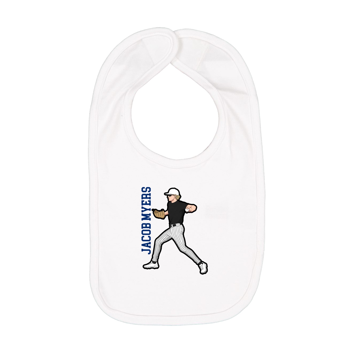 Infant Bib — Name Vertical in White