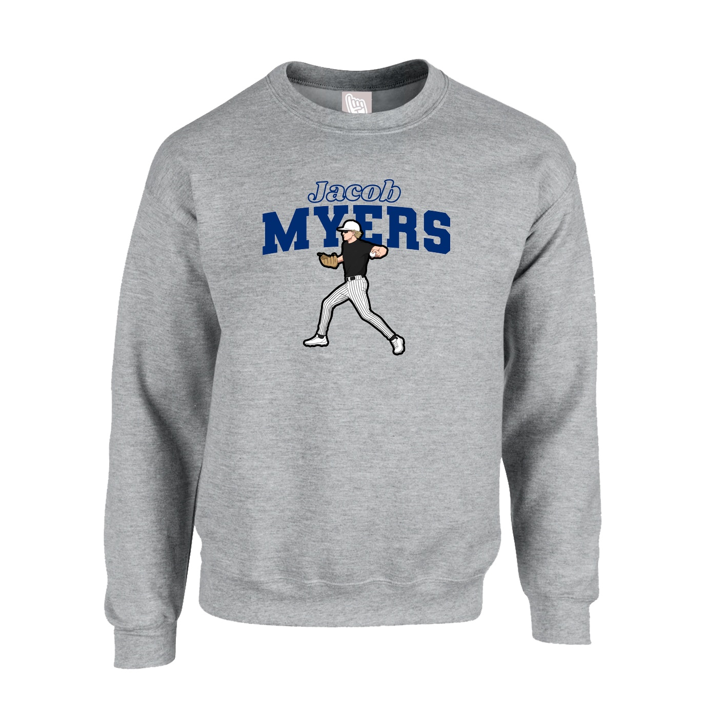 Fleece Crew — Name Arch in Grey
