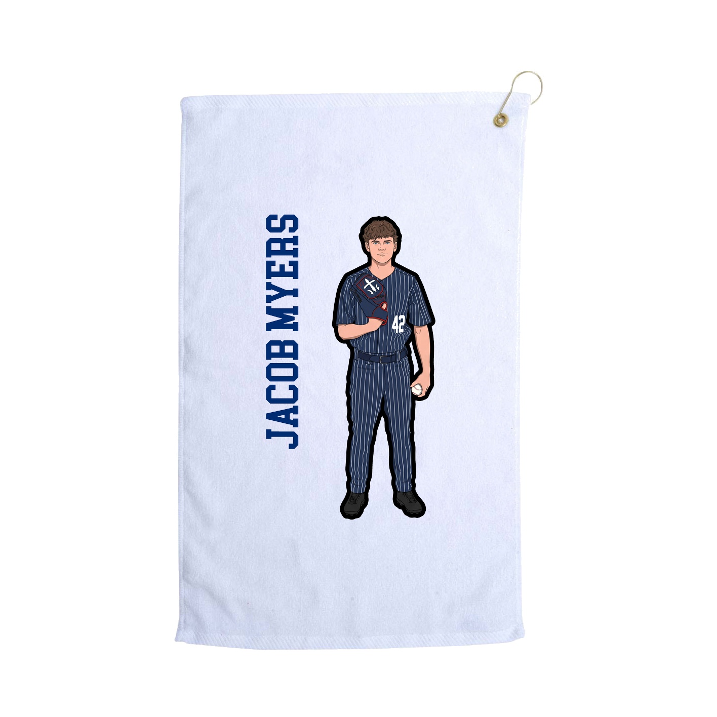 Golf Towel — Name Vertical in White