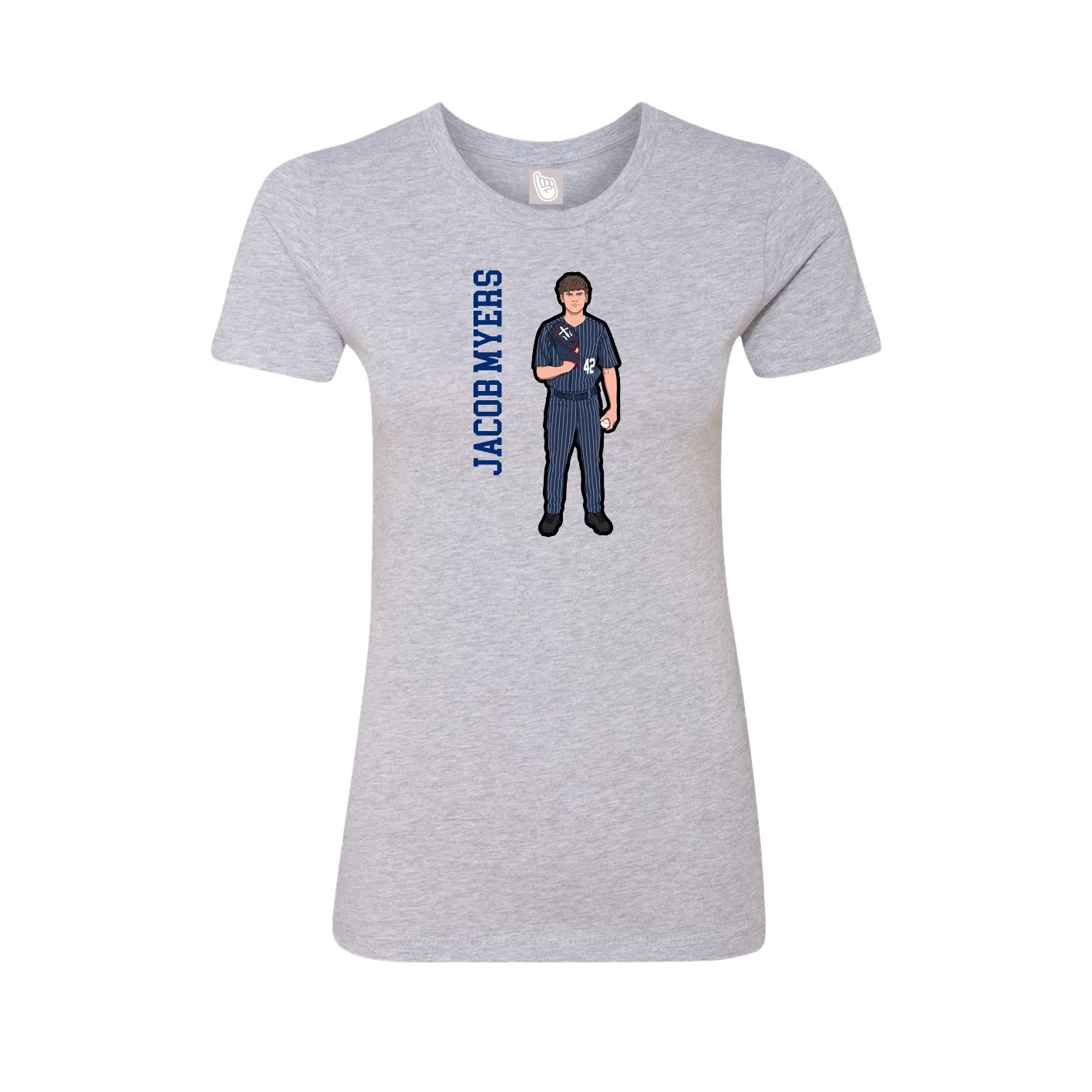 Fitted Women's Tee — Name Vertical in Grey
