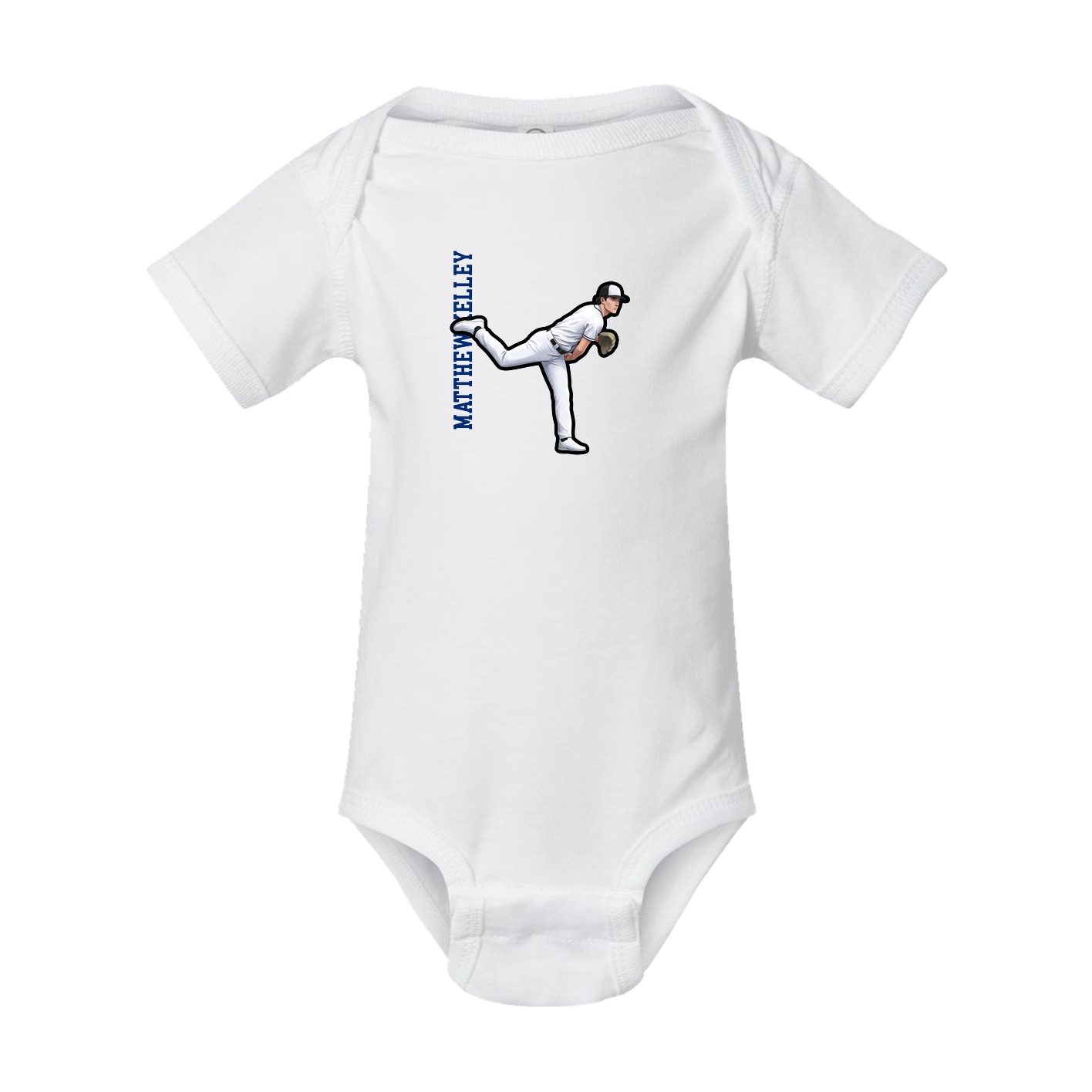 Baby Onesie — Name Vertical in White
