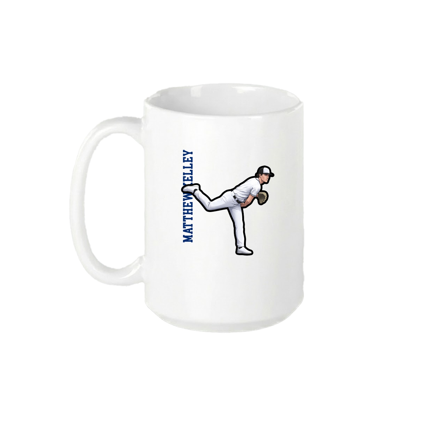 15oz Coffee Mug — Name Vertical in White