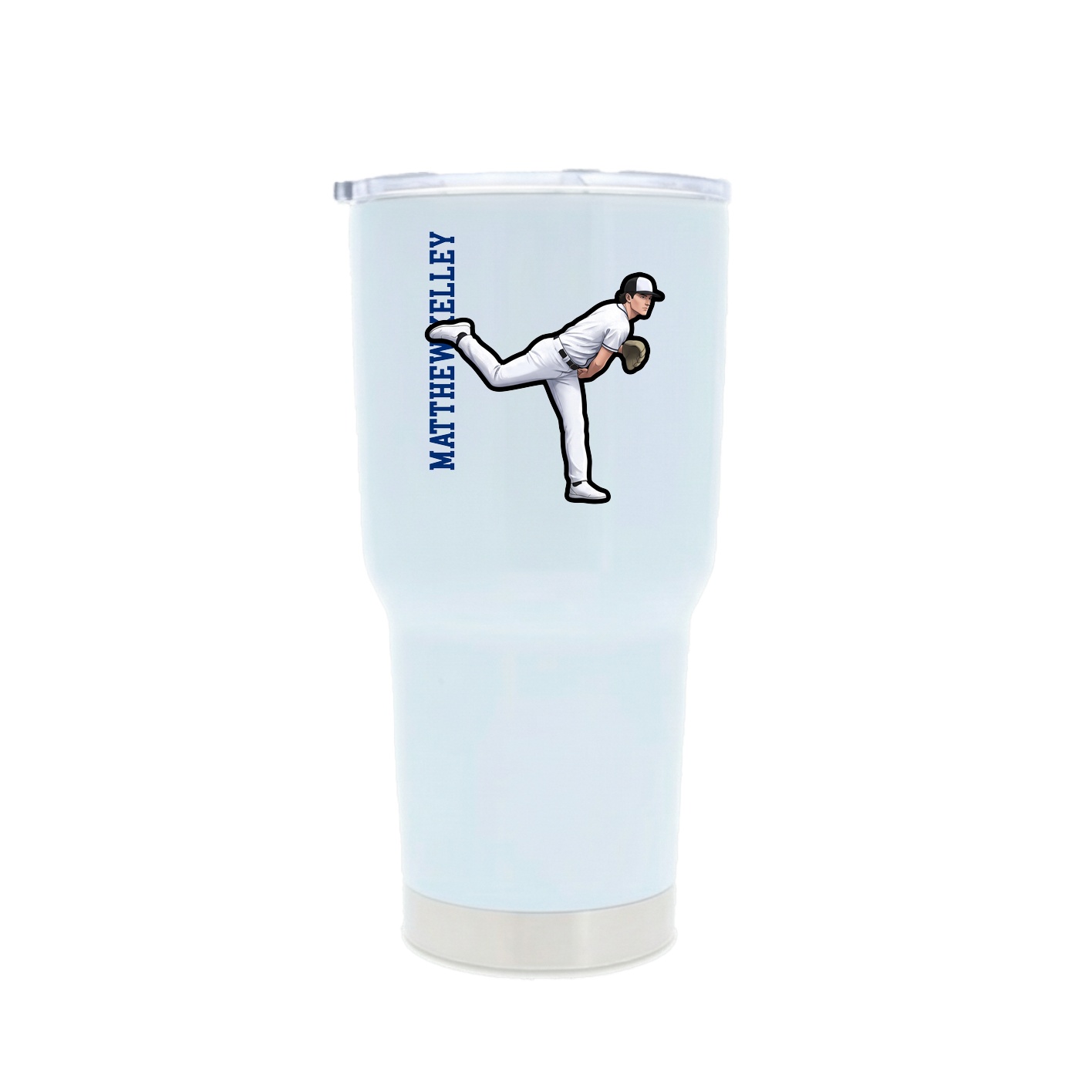 30oz Stainless Steel Tumbler — Name Vertical in White