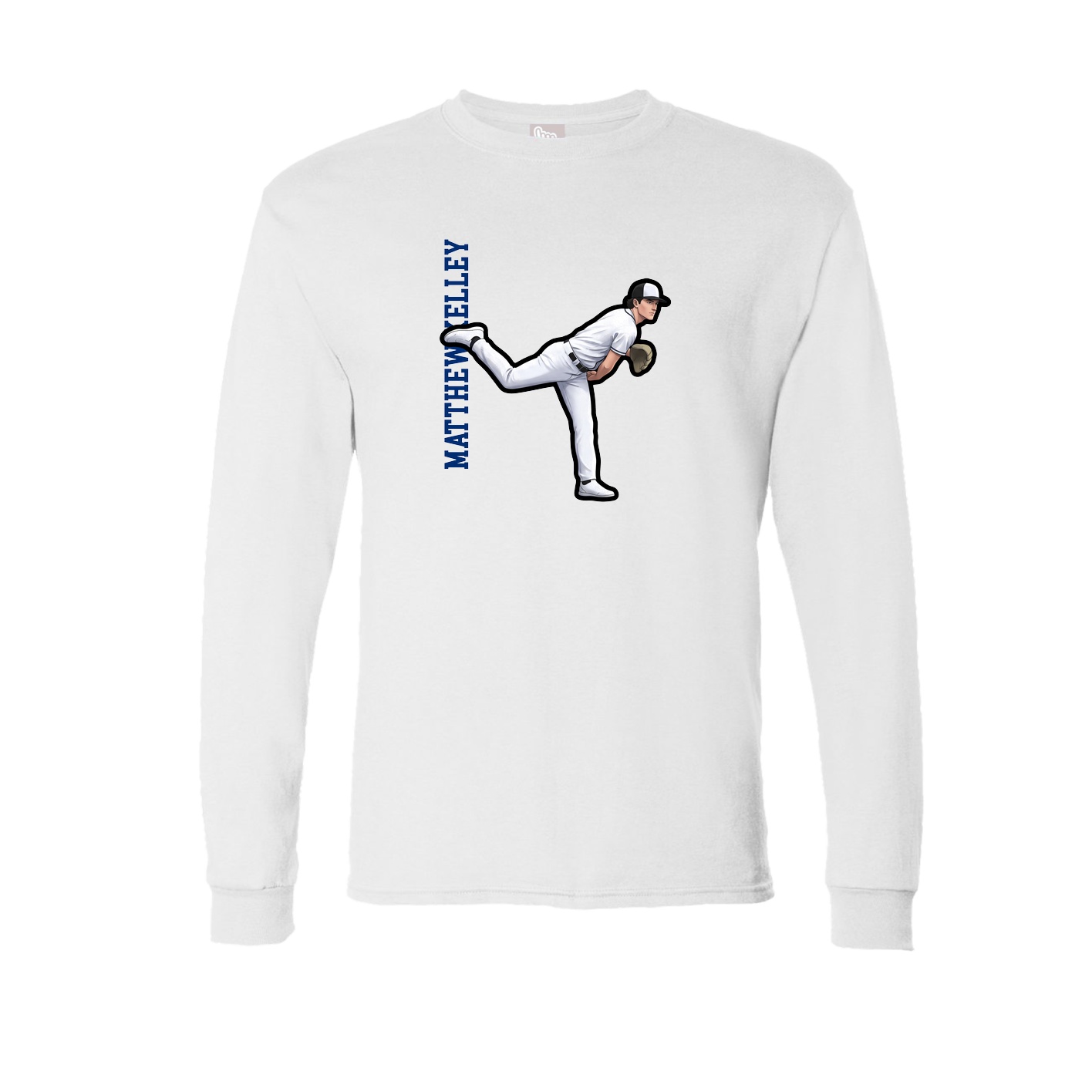 Long Sleeve Tee — Name Vertical in White