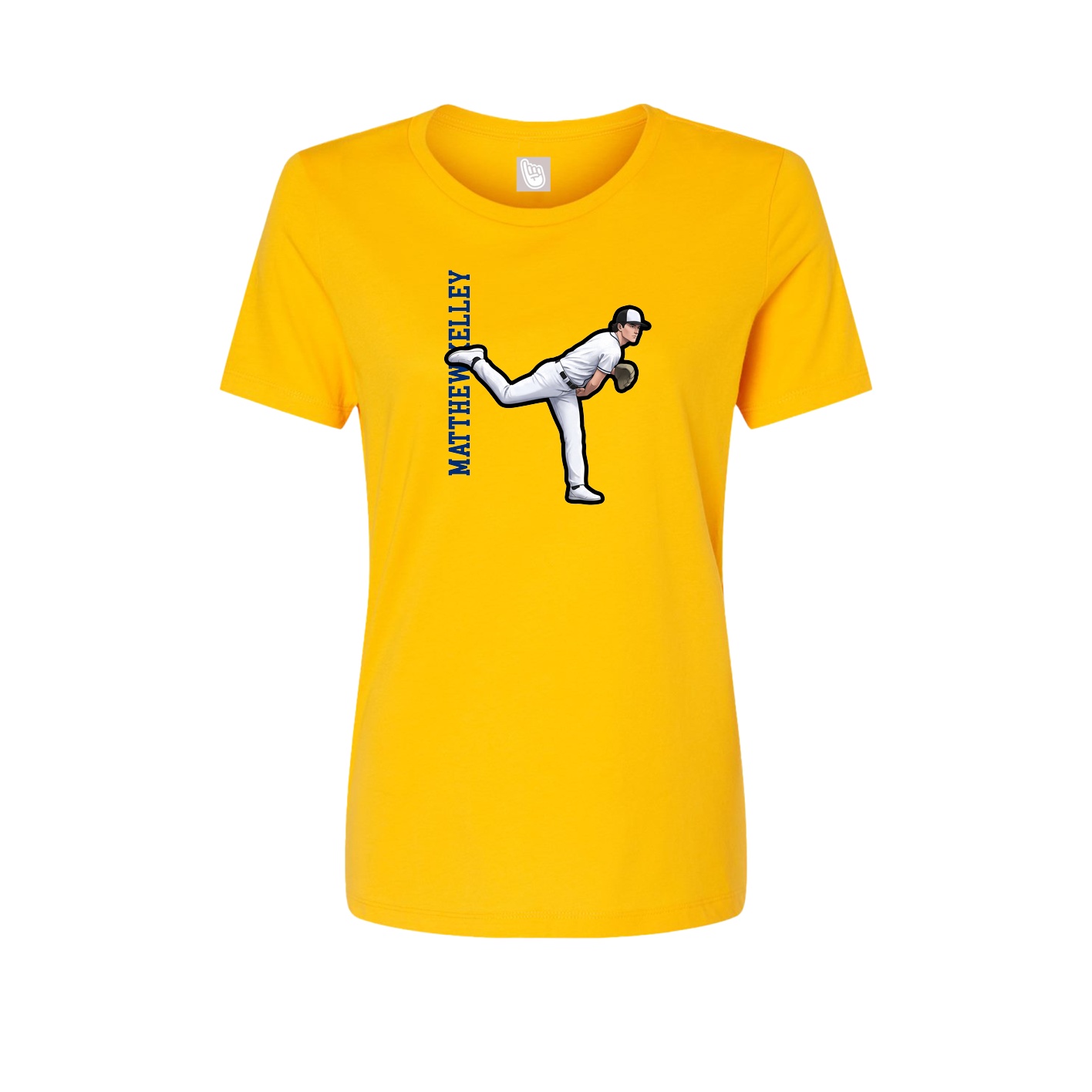 Fitted Women's Tee — Name Vertical in Gold