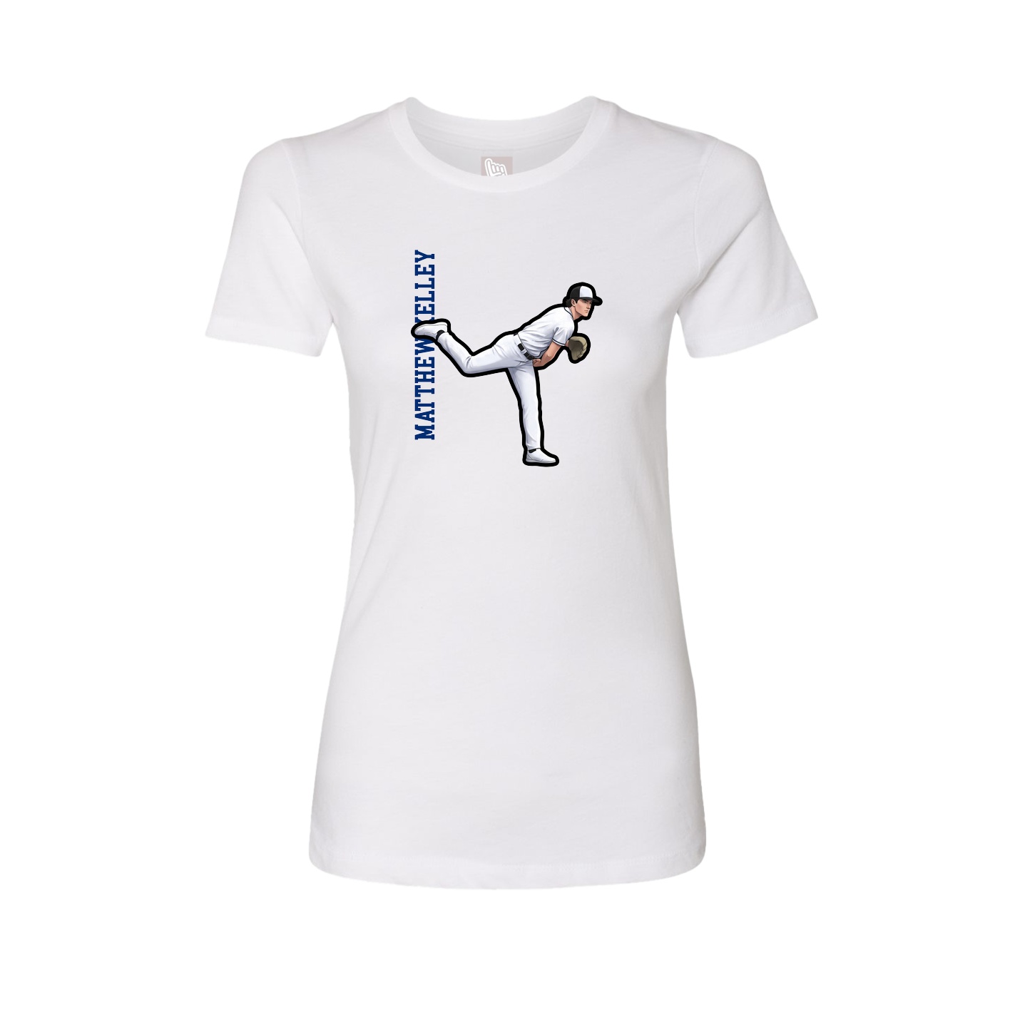 Fitted Women's Tee — Name Vertical in White