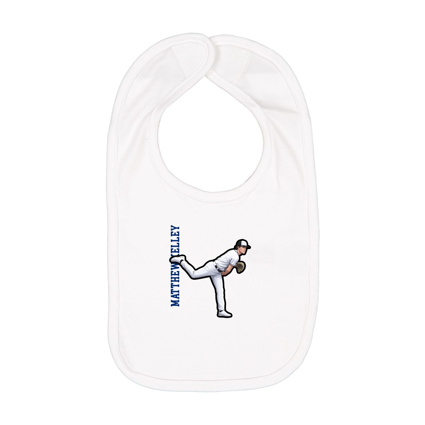 Infant Bib — Name Vertical in White