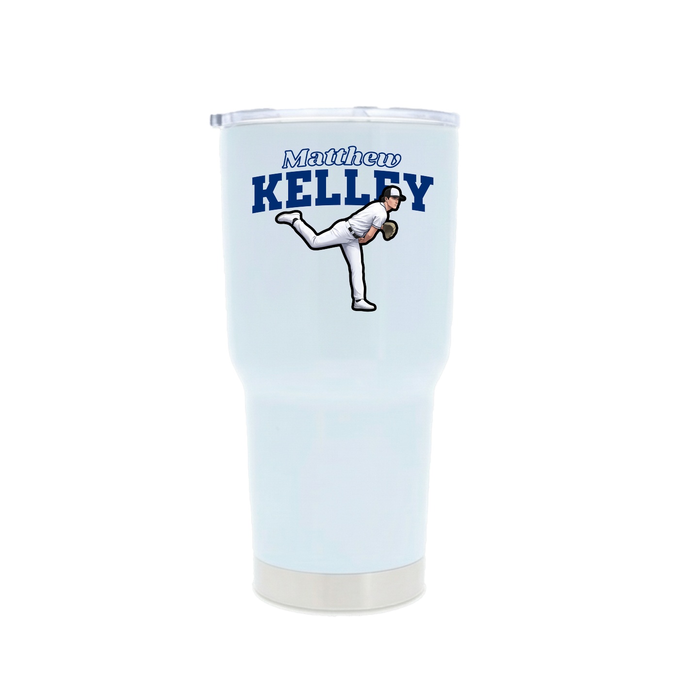 30oz Stainless Steel Tumbler — Name Arch in White