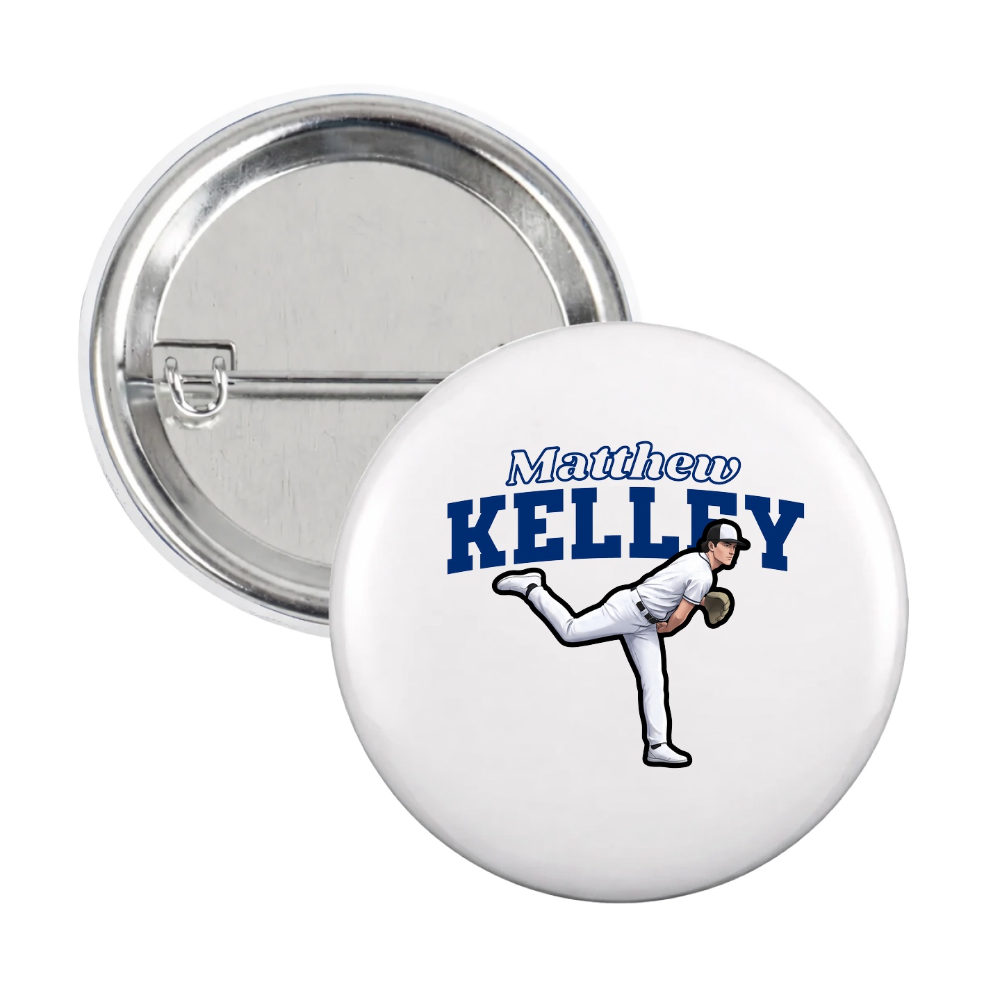 Game Day Button — Name Arch in White