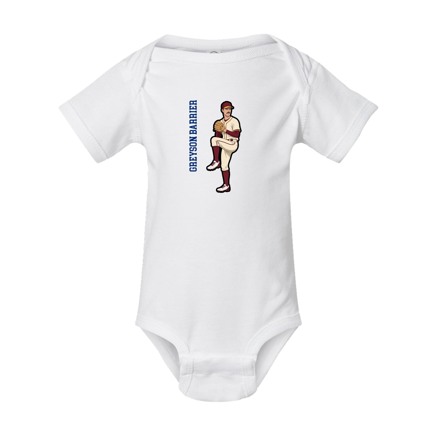 Baby Onesie — Name Vertical in White