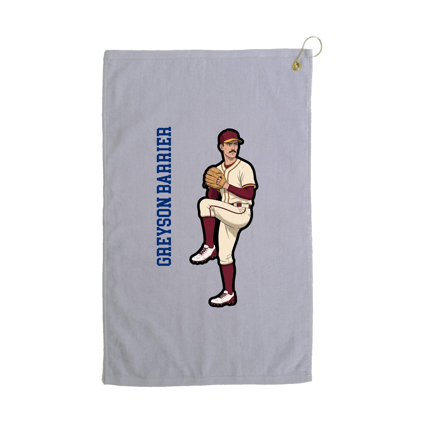 Golf Towel — Name Vertical in Grey