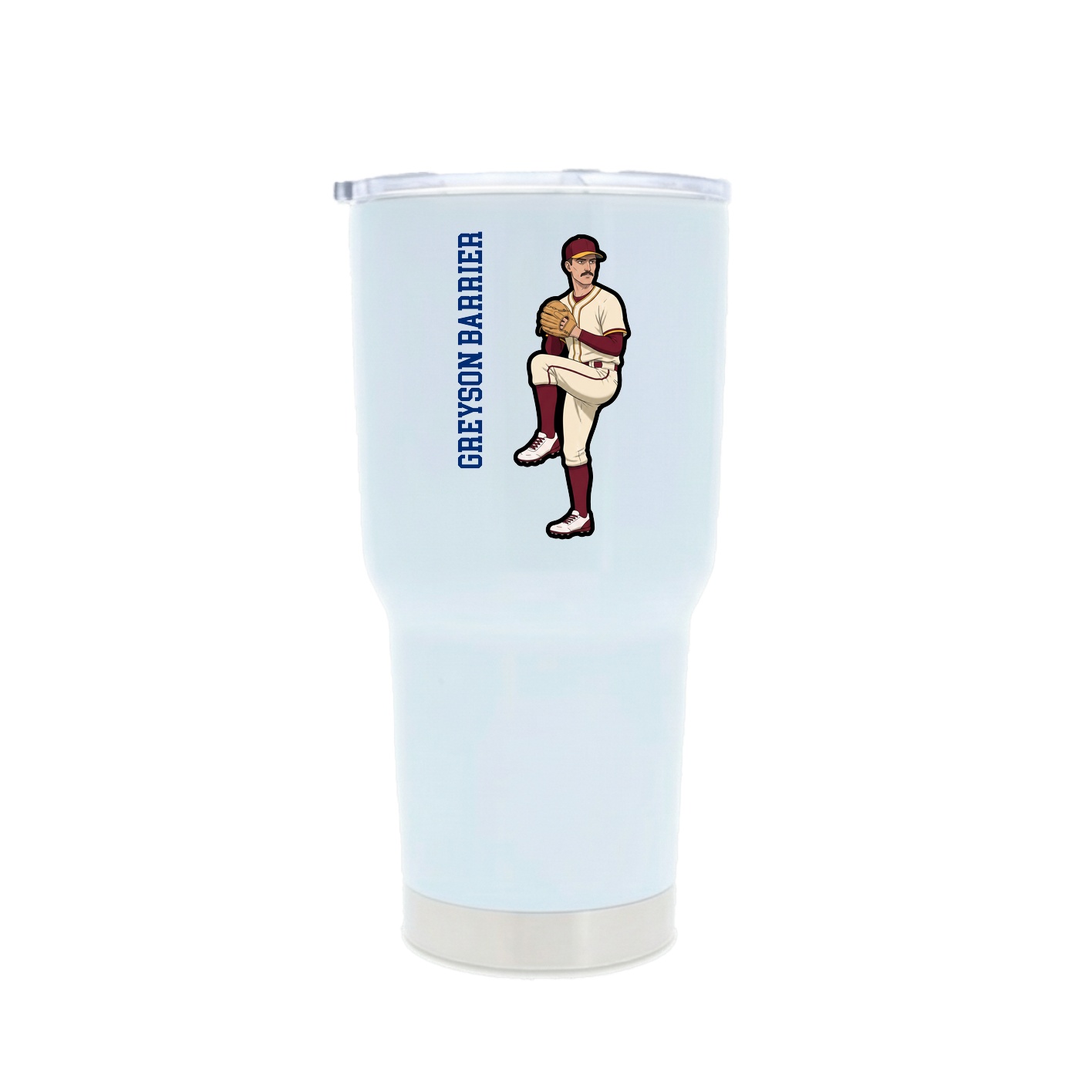 30oz Stainless Steel Tumbler — Name Vertical in White