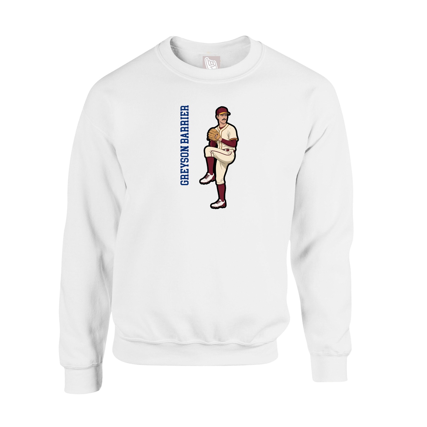 Fleece Crew — Name Vertical in White