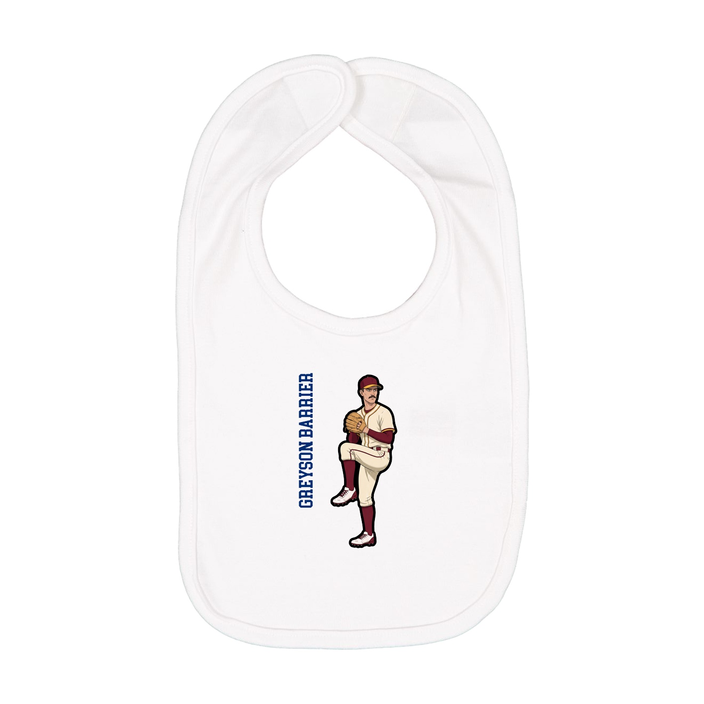 Infant Bib — Name Vertical in White