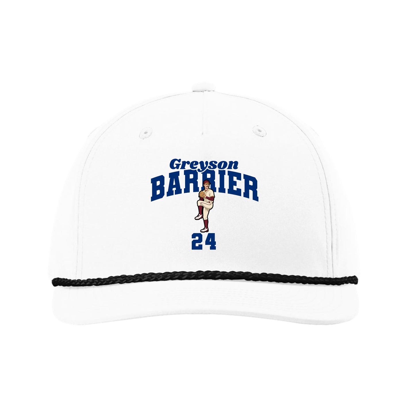 Five-Panel Classic Rope Cap — Signature Arch in White