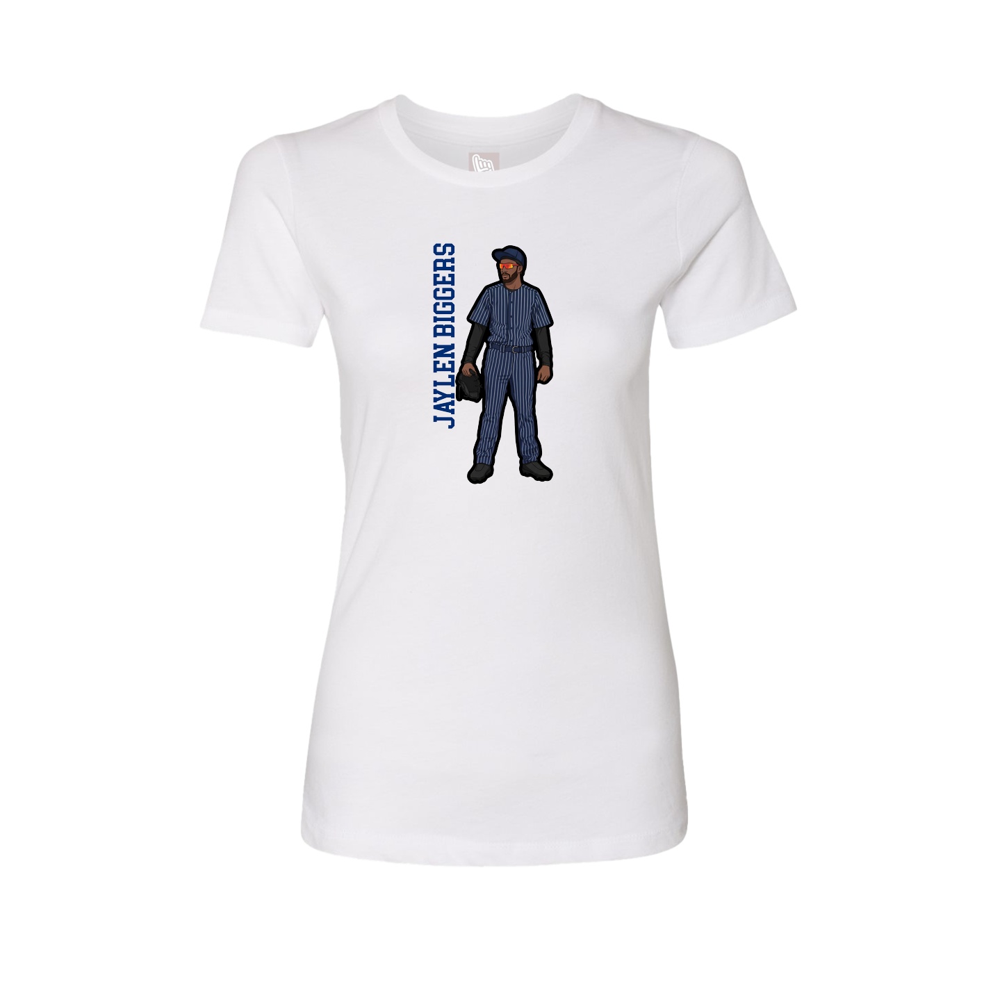 Fitted Women's Tee — Name Vertical in White