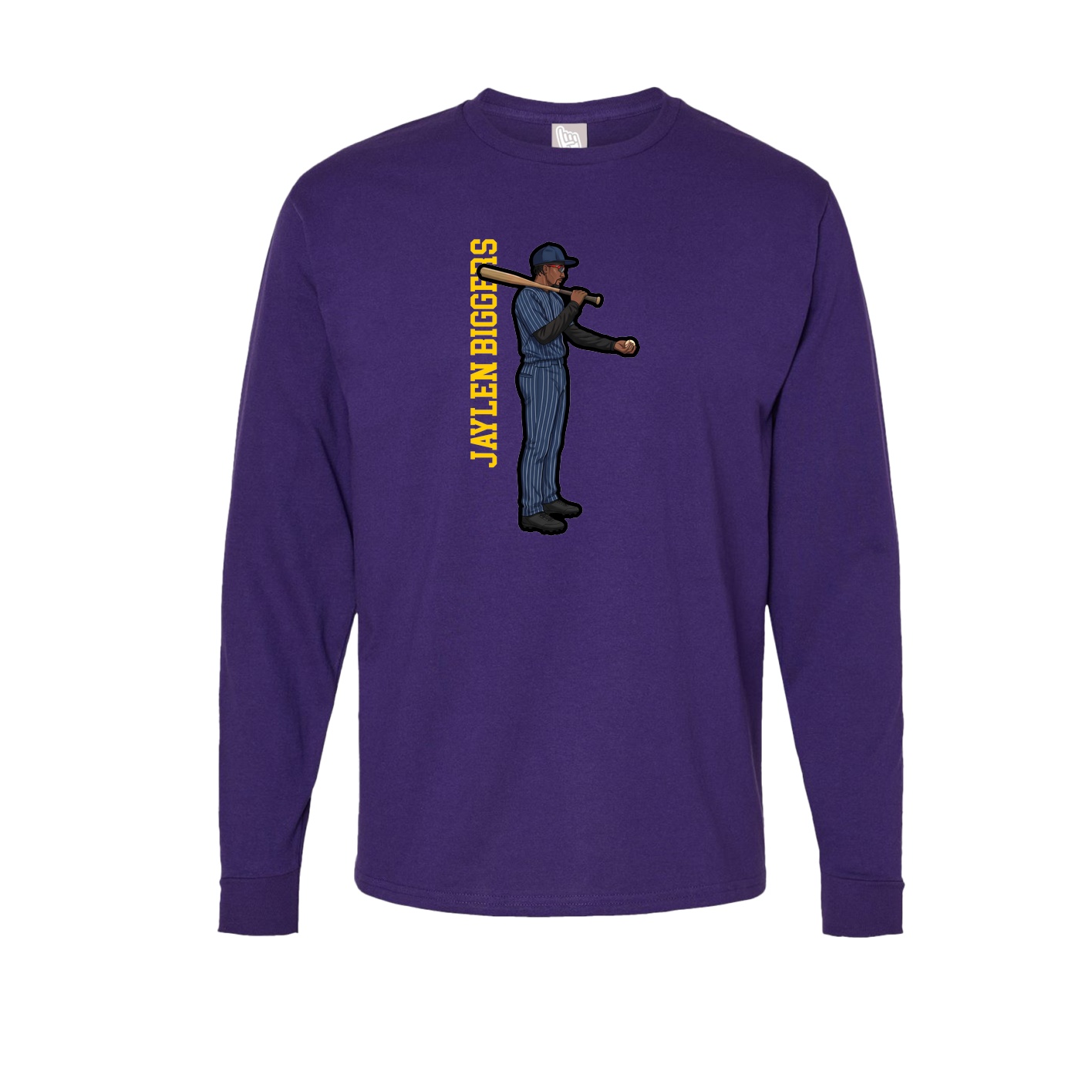 Long Sleeve Tee — Name Vertical in Purple