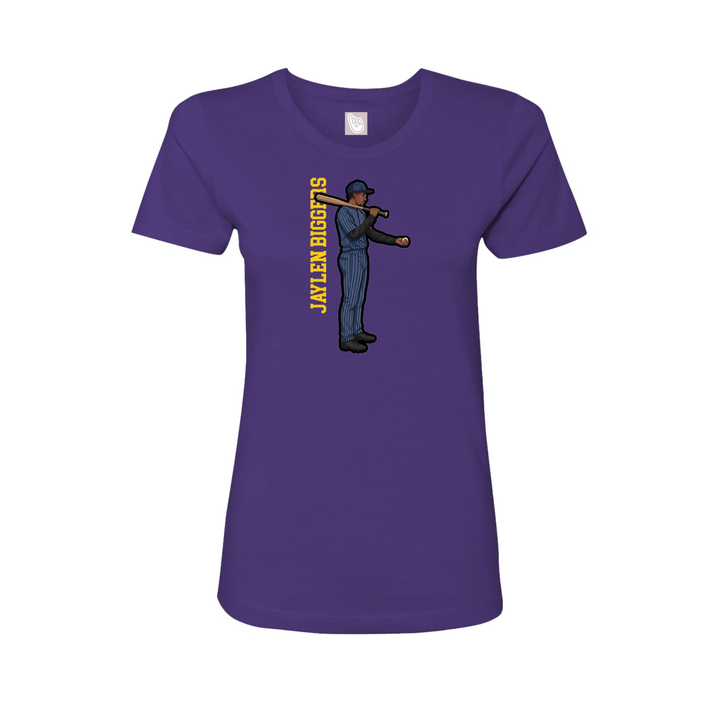 Fitted Women's Tee — Name Vertical in Purple
