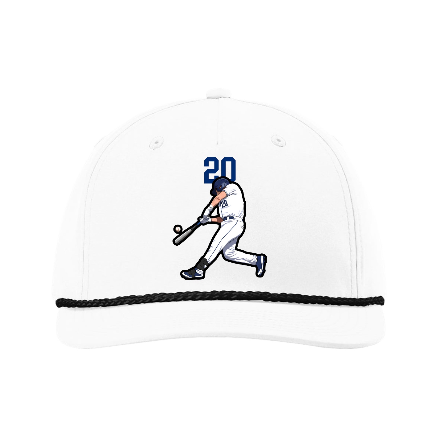 Five-Panel Classic Rope Cap — Number Top in White