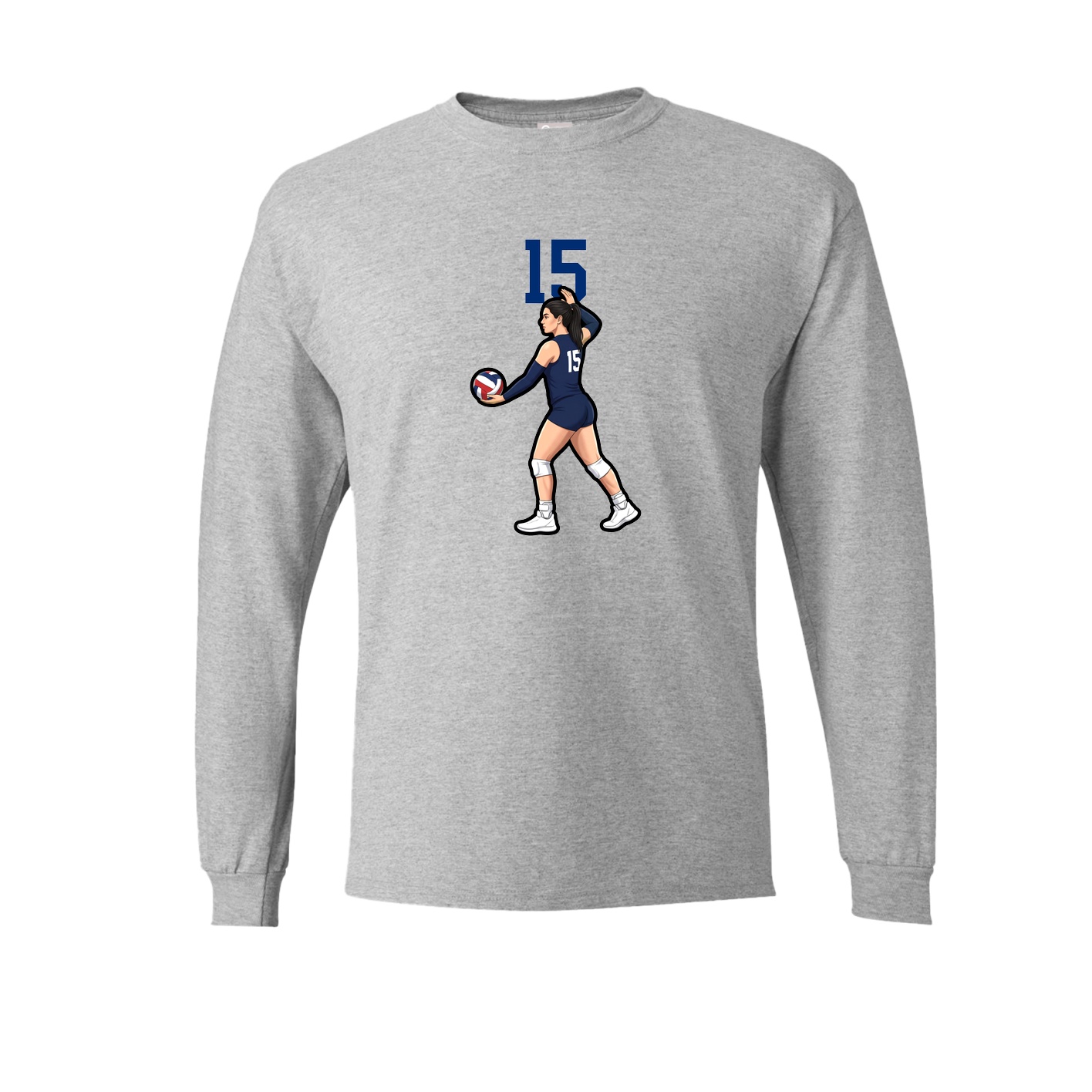 Long Sleeve Tee — Number Top in Grey
