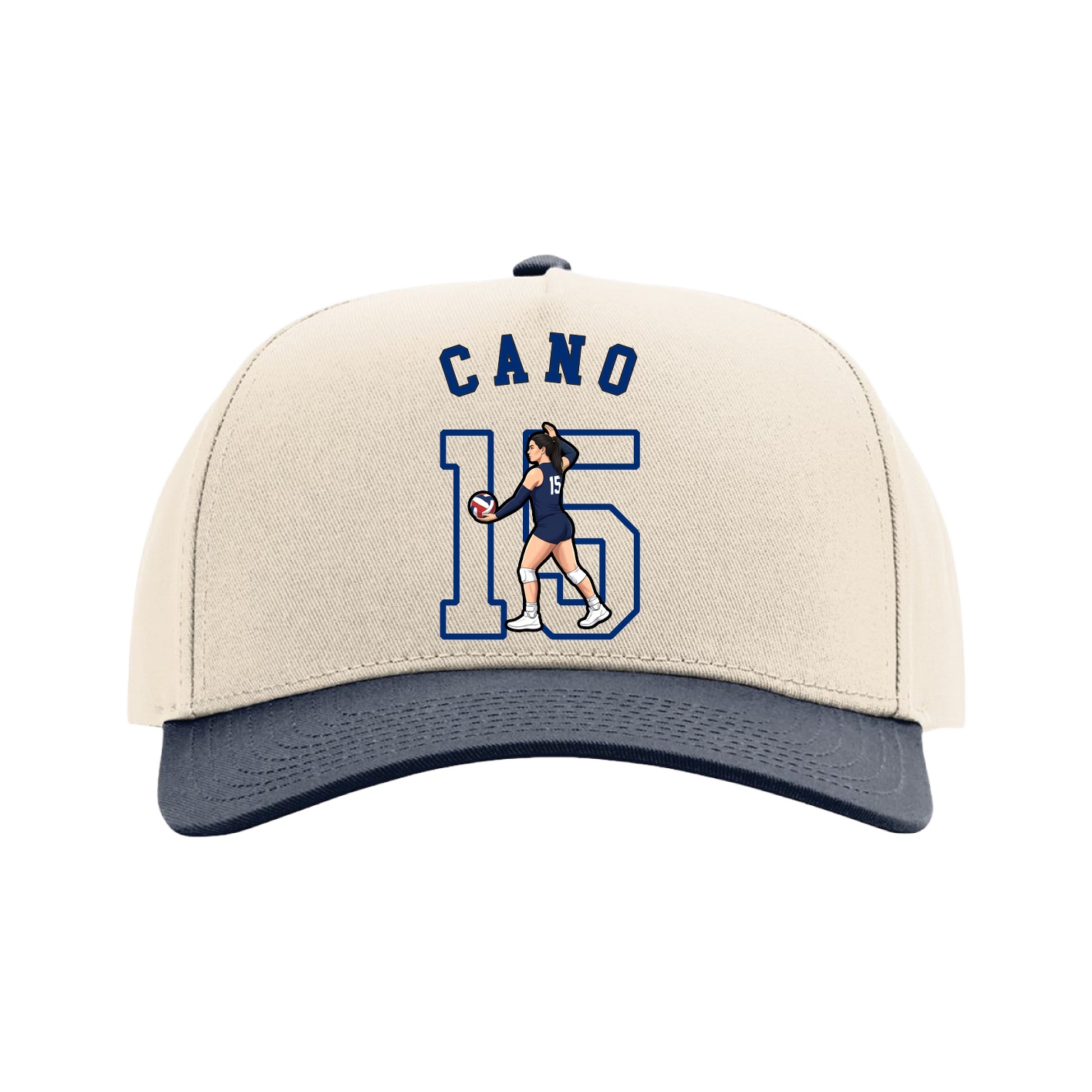 Full Fabric Five-Panel Champ Cap — Shirsey Arch in Cream/Navy