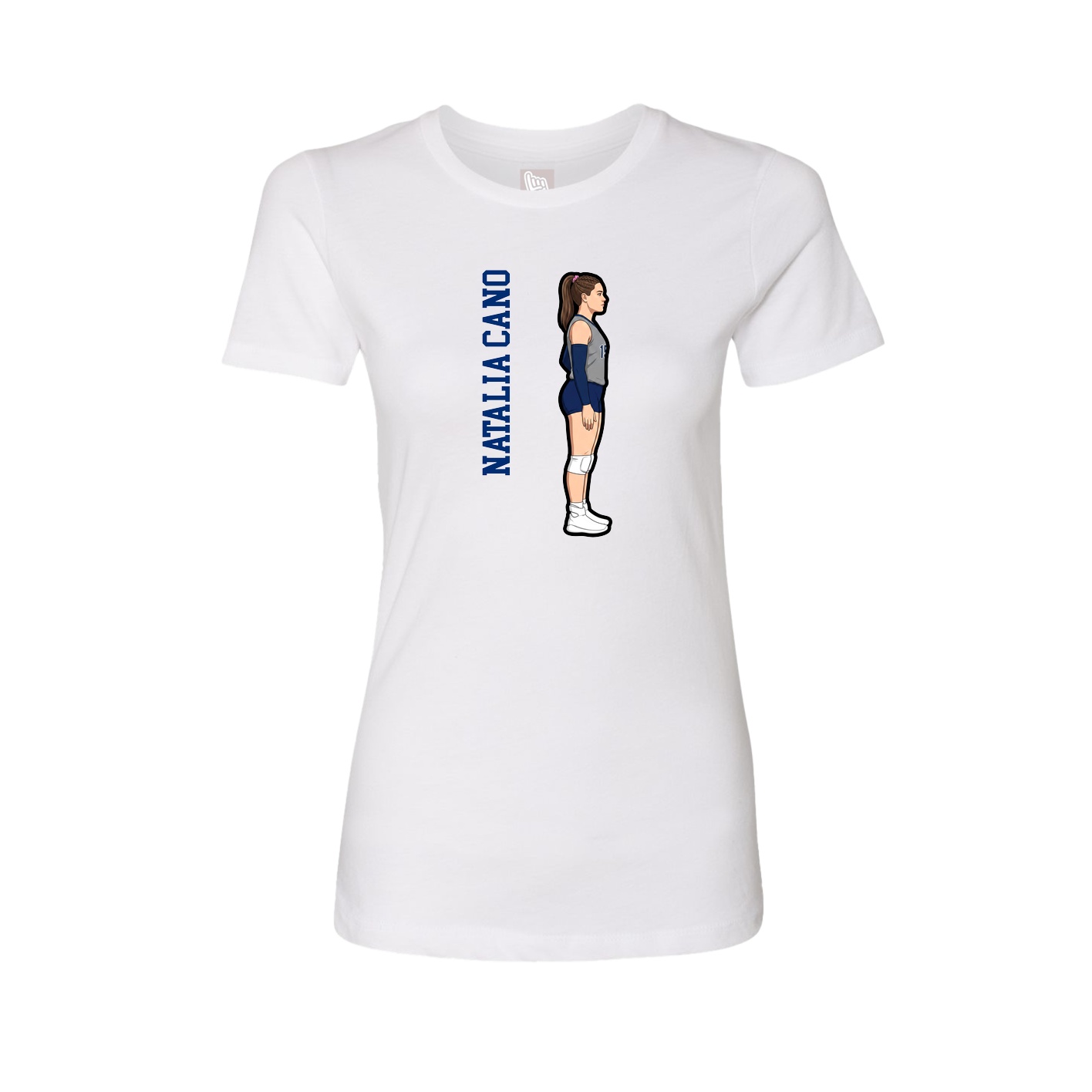 Womens Tee — Name Vertical in White
