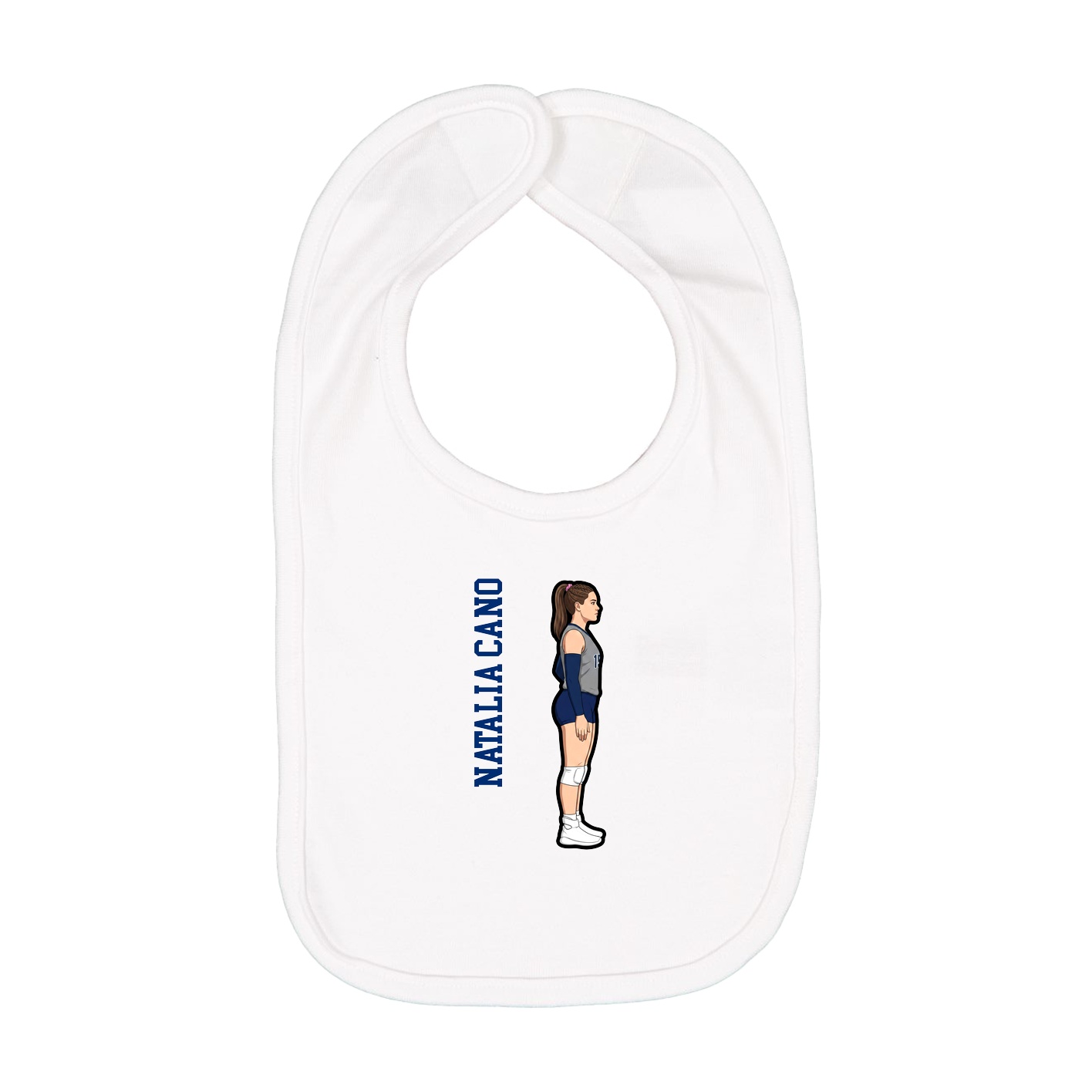 Infant Bib — Name Vertical in White