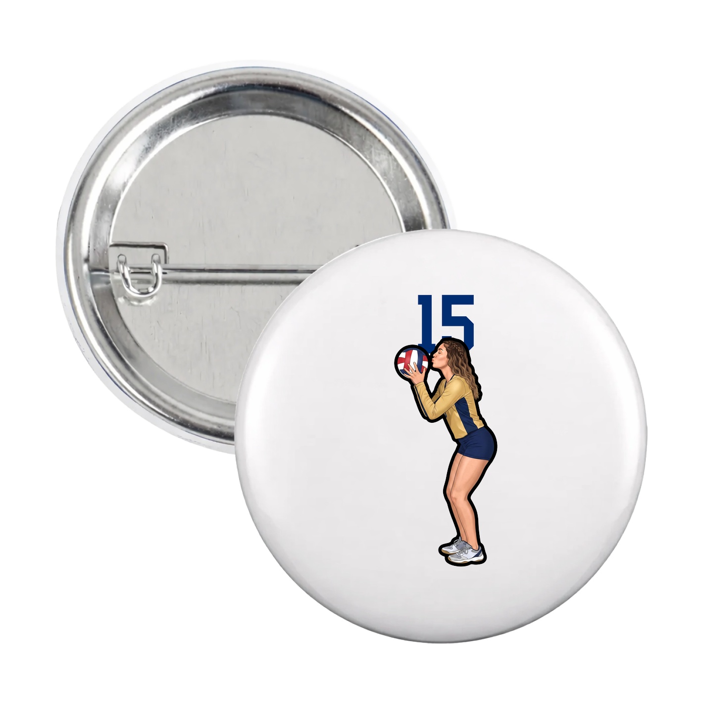 Game Day Button — Number Top in White