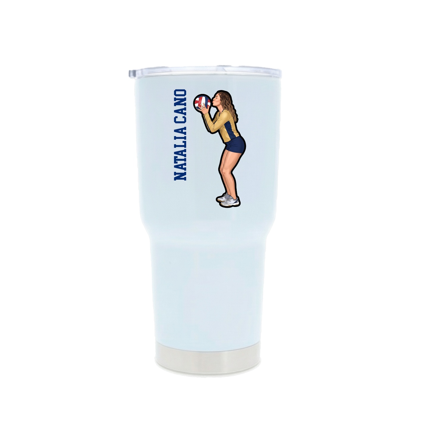 30oz Stainless Steel Tumbler — Name Vertical in White