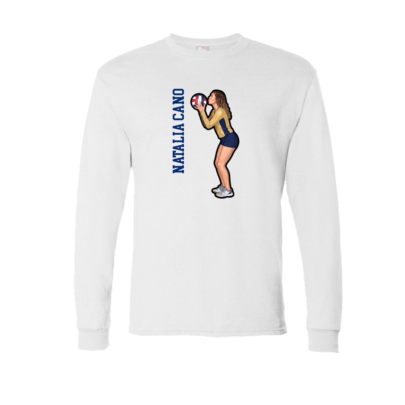Long Sleeve Tee — Name Vertical in White