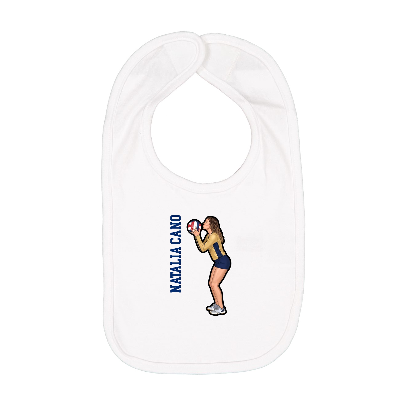 Infant Bib — Name Vertical in White