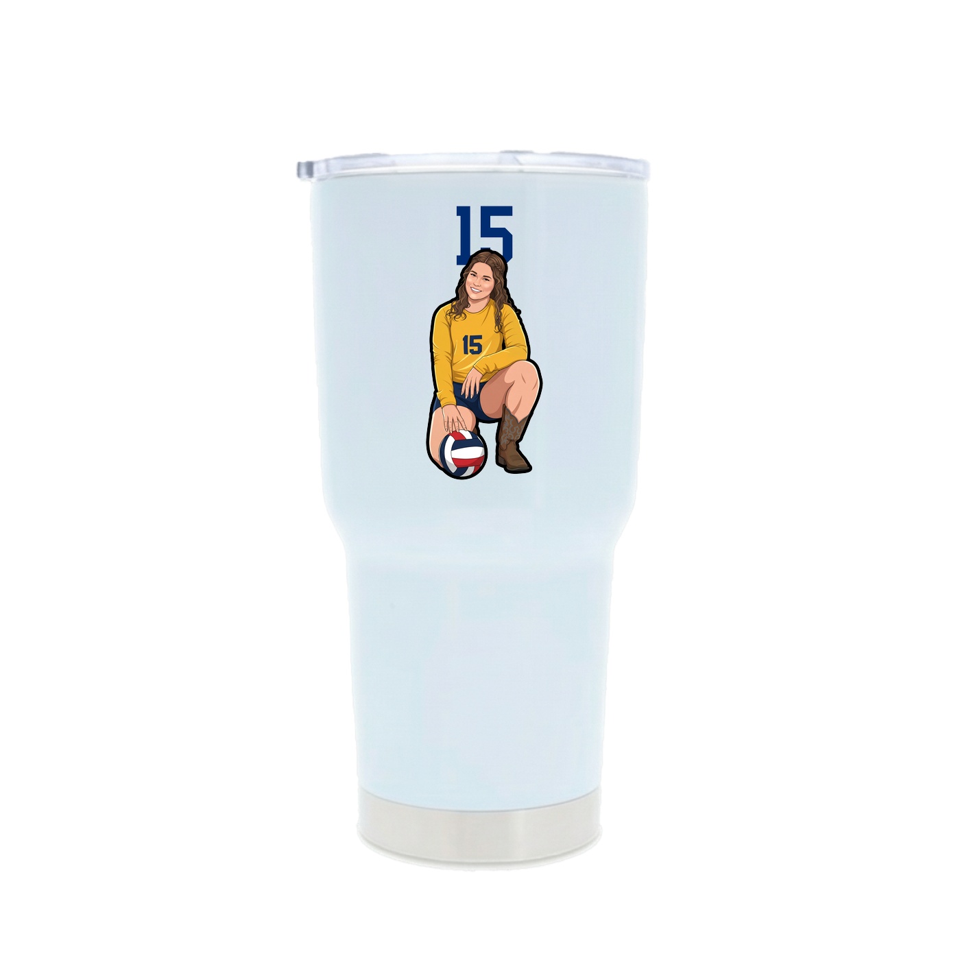 30oz Stainless Steel Tumbler — Number Top in White