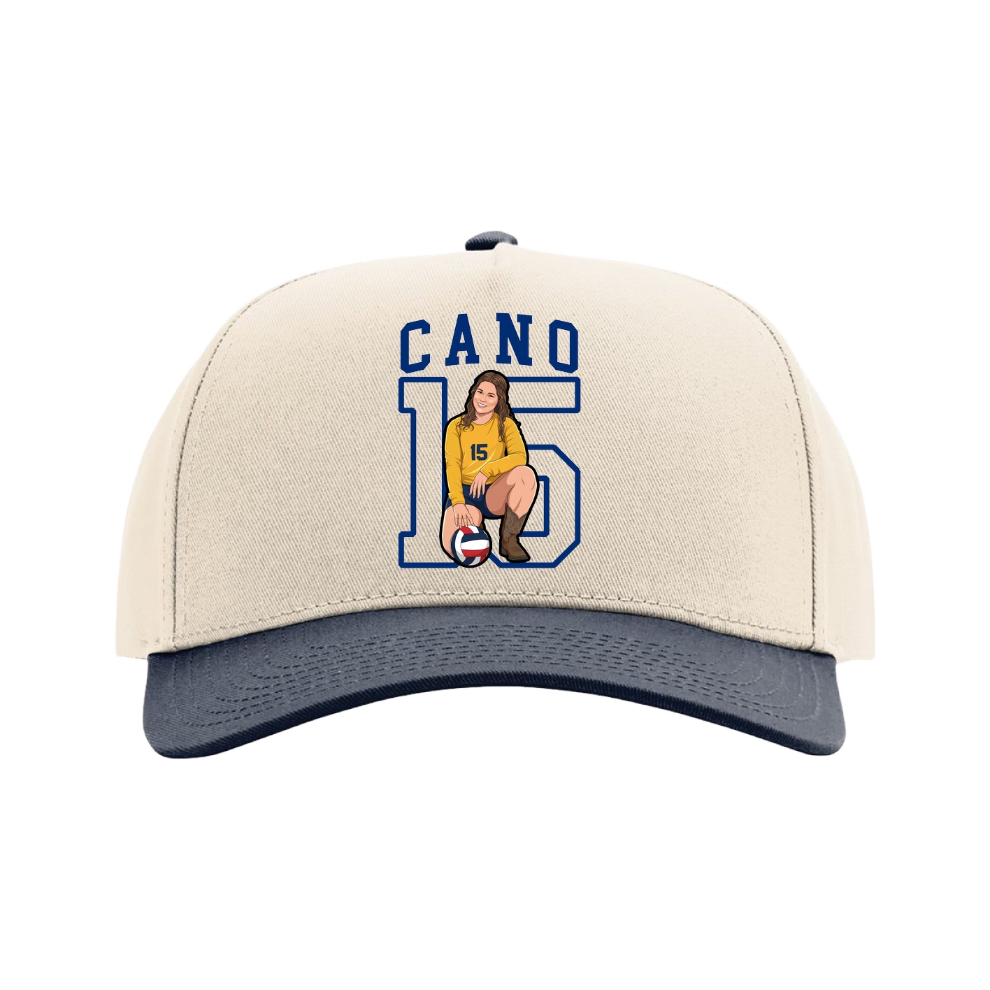Full Fabric Five-Panel Champ Cap — Shirsey in Cream/Navy