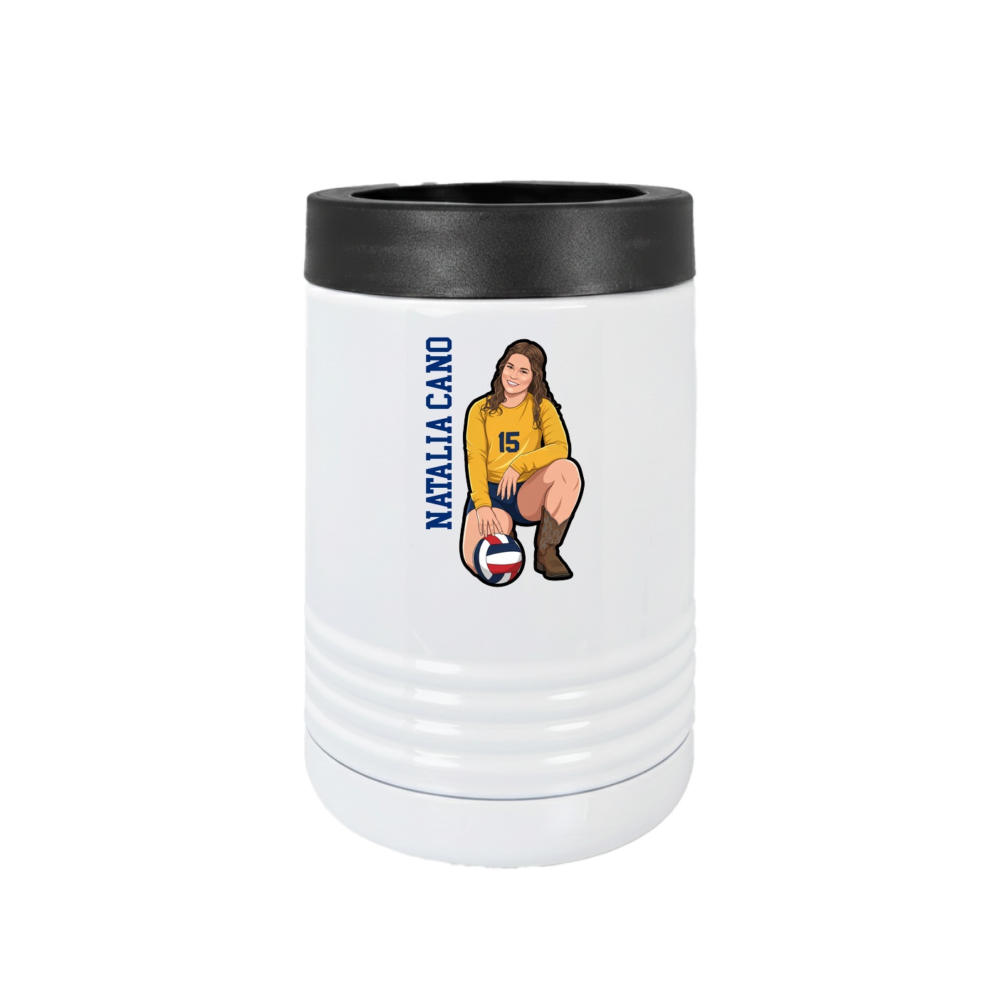 Beverage Holder — Name Vertical in White