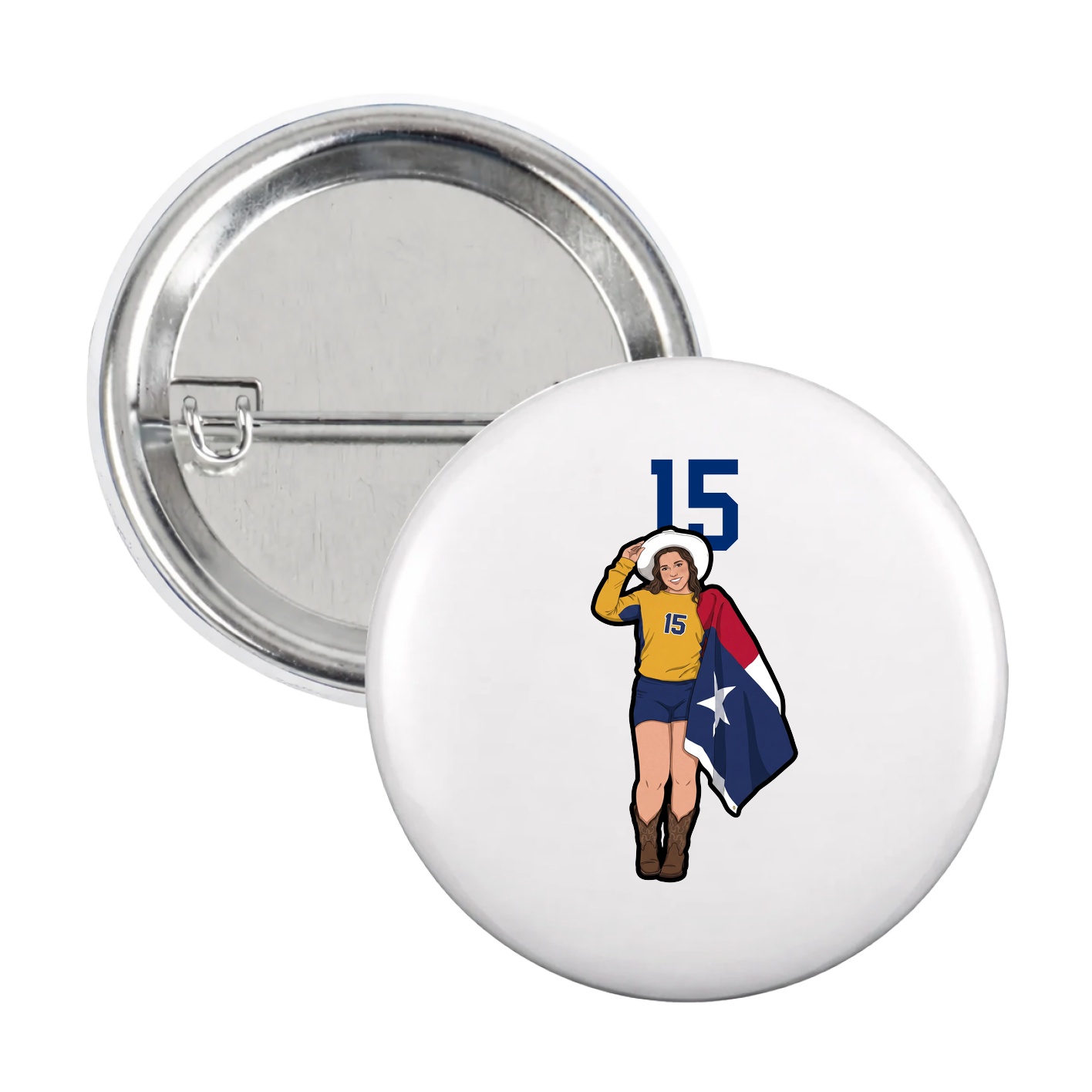 Game Day Button — Number Top in White