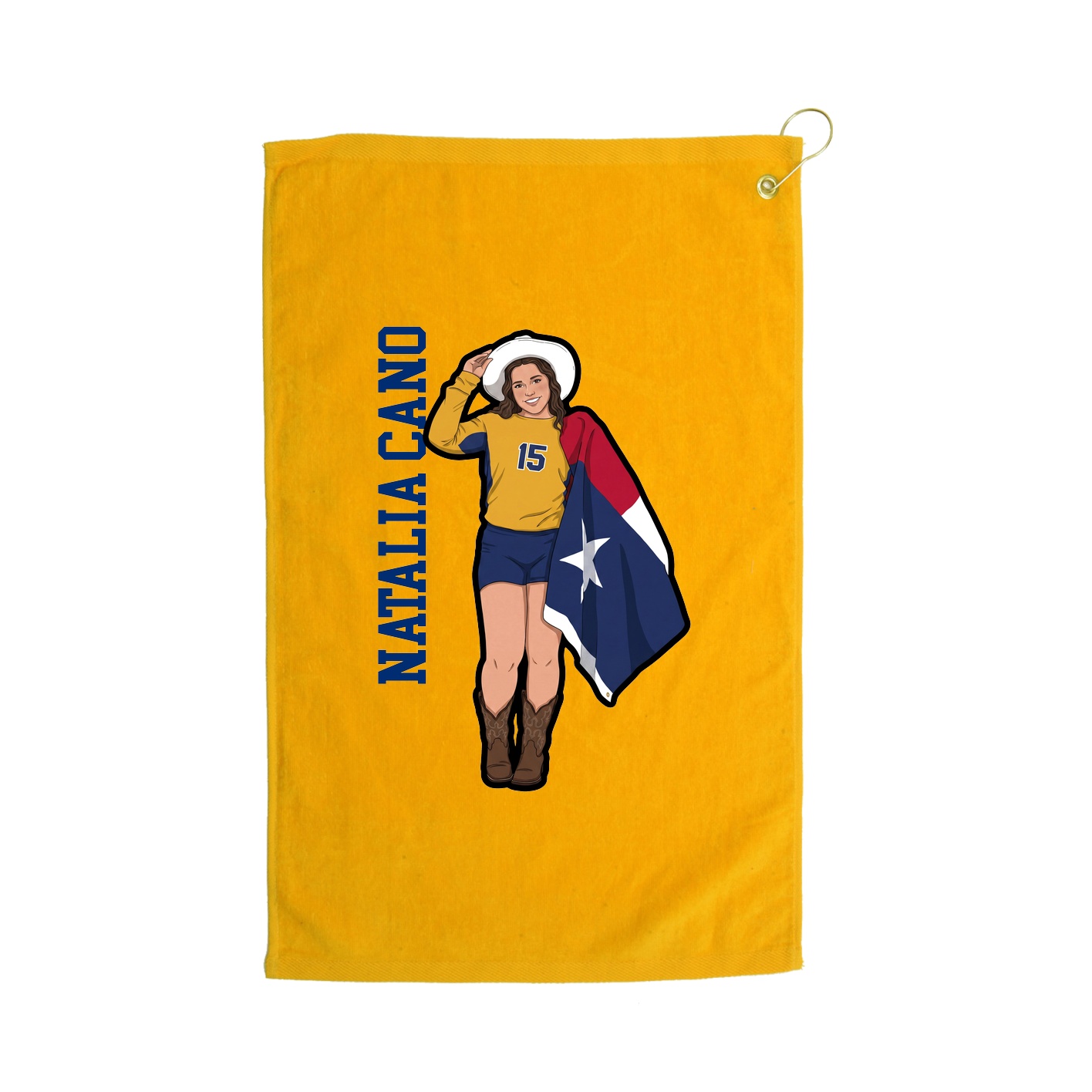 Golf Towel — Name Vertical in Gold