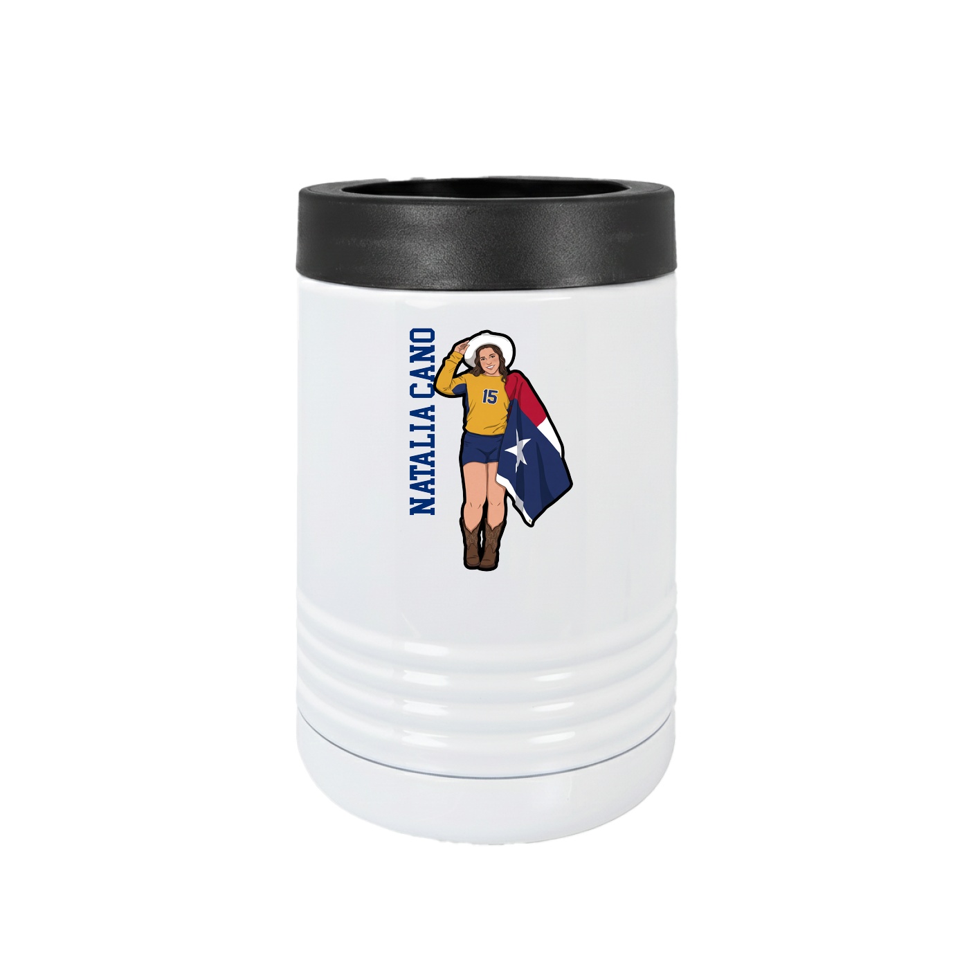 Beverage Holder — Name Vertical in White
