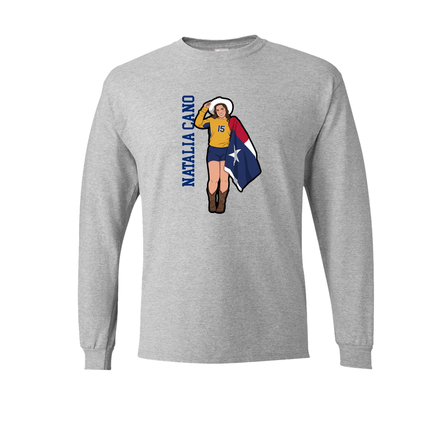 Long Sleeve Tee — Name Vertical in Grey