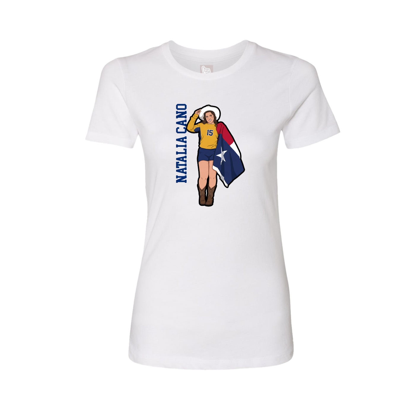 Womens Tee — Name Vertical in White