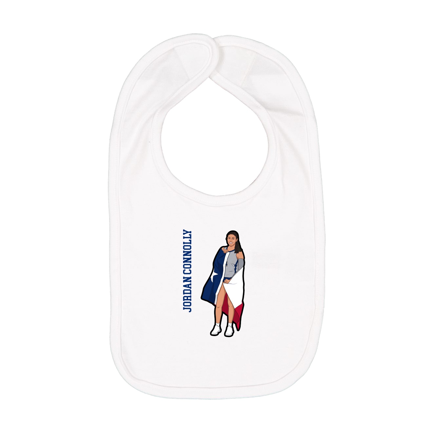 Infant Bib — Name Vertical in White
