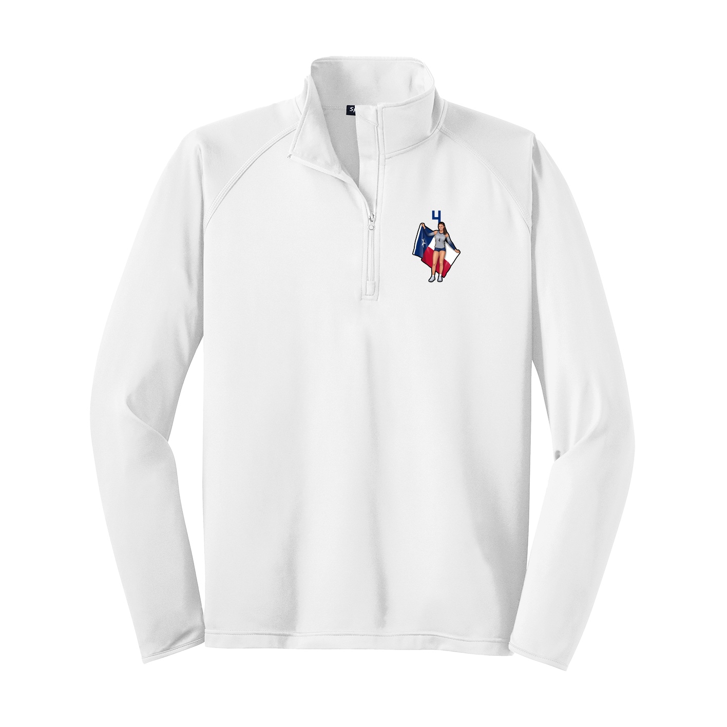 Q-Zip Pullover — Number Top in White