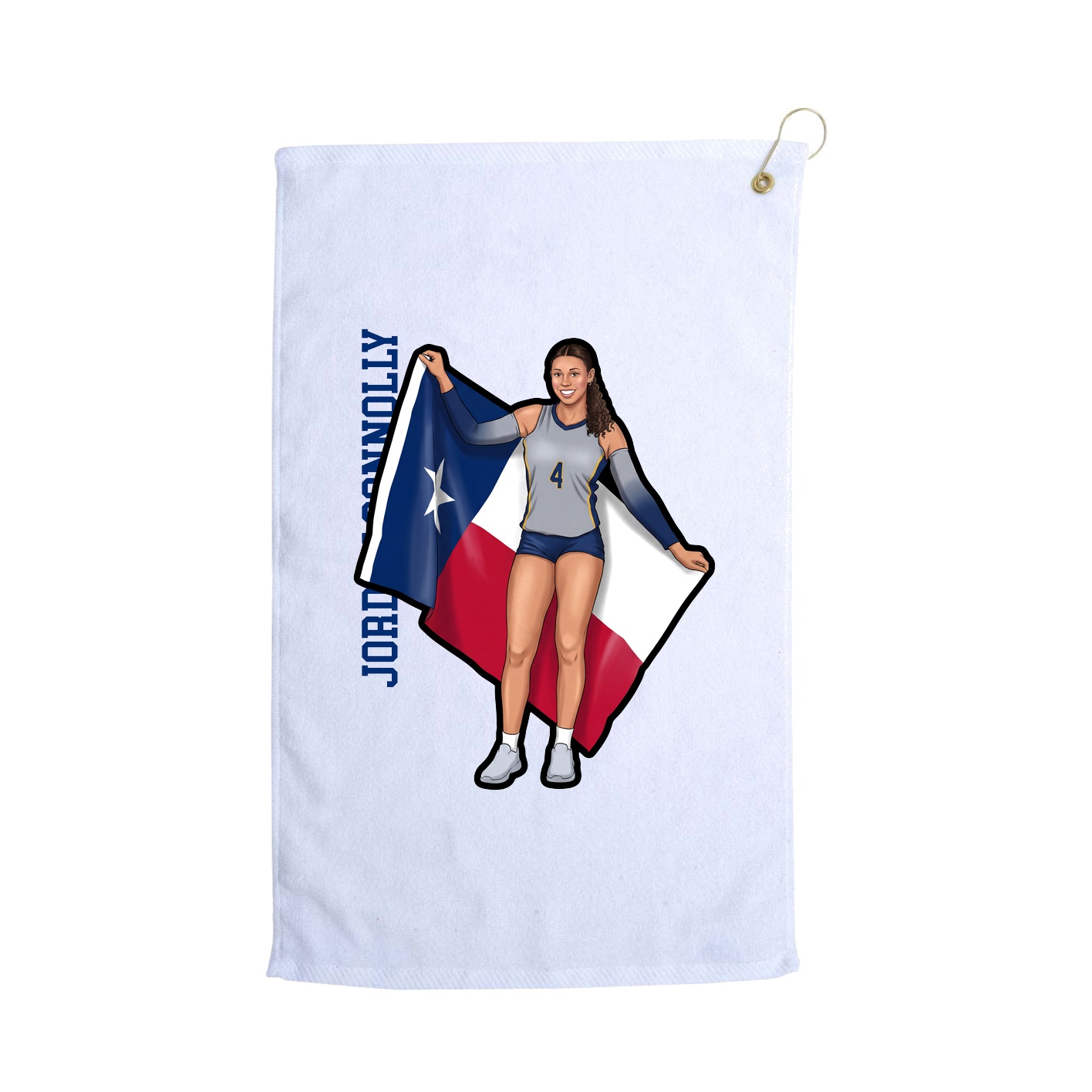 Golf Towel — Name Vertical in White