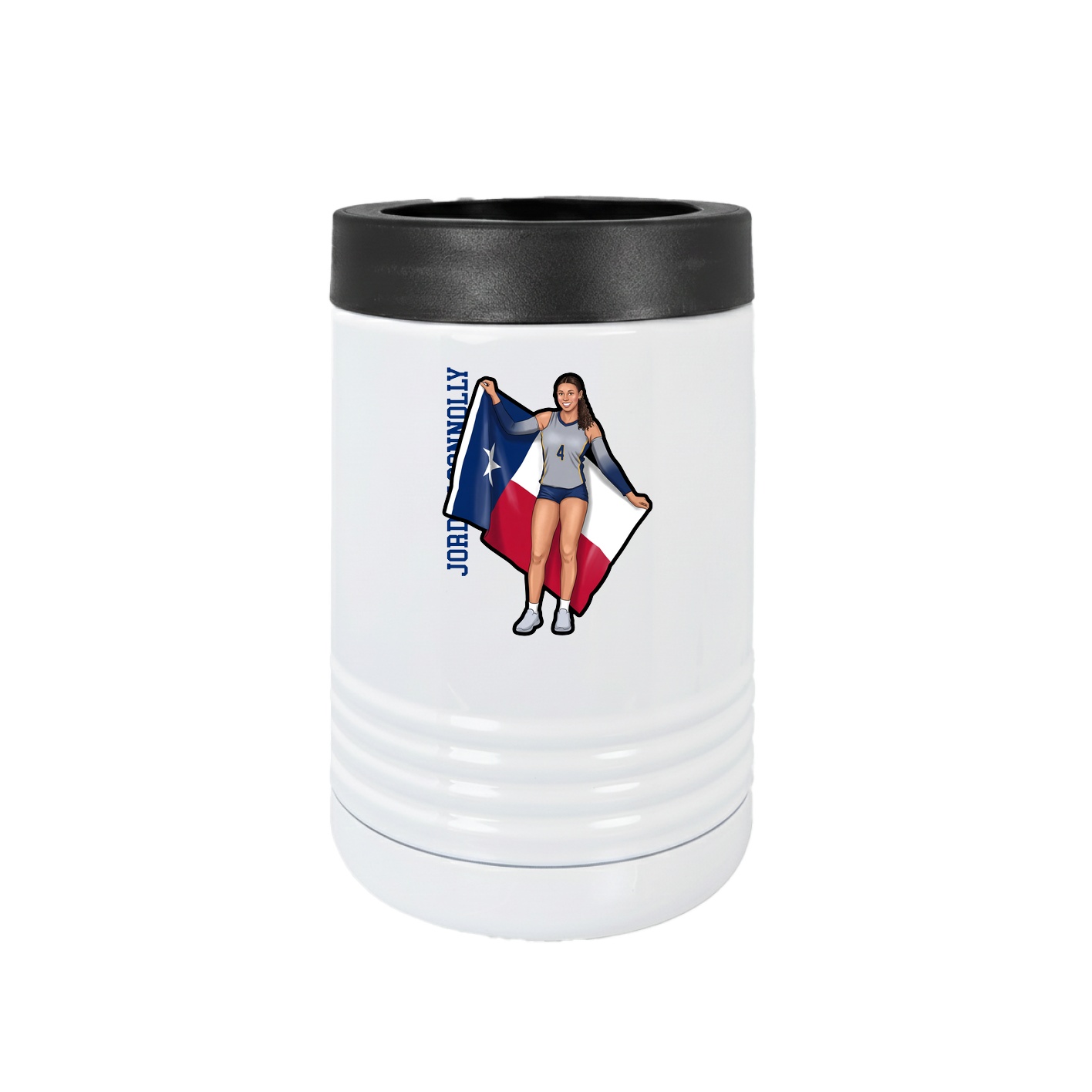 Beverage Holder — Name Vertical in White