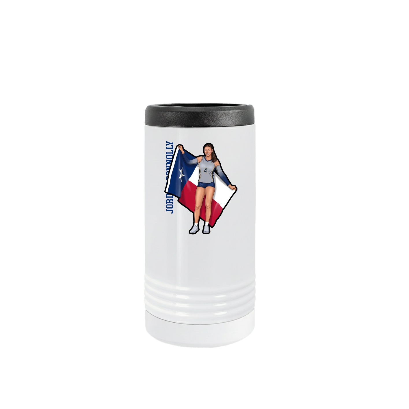 Slim Beverage Holder — Name Vertical in White